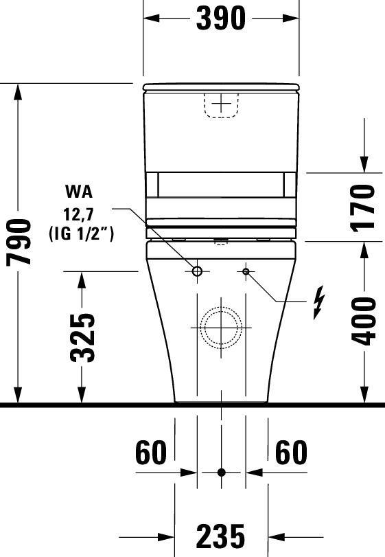 Stand-WC Kombi DuraStyle 700 mm, TS fürSPK, fürSW mitverd.Anschl., weiß Stand-WC Kombi DuraStyle 700 mm, TS fürSPK, fürSW mitverd.Anschl., weiß