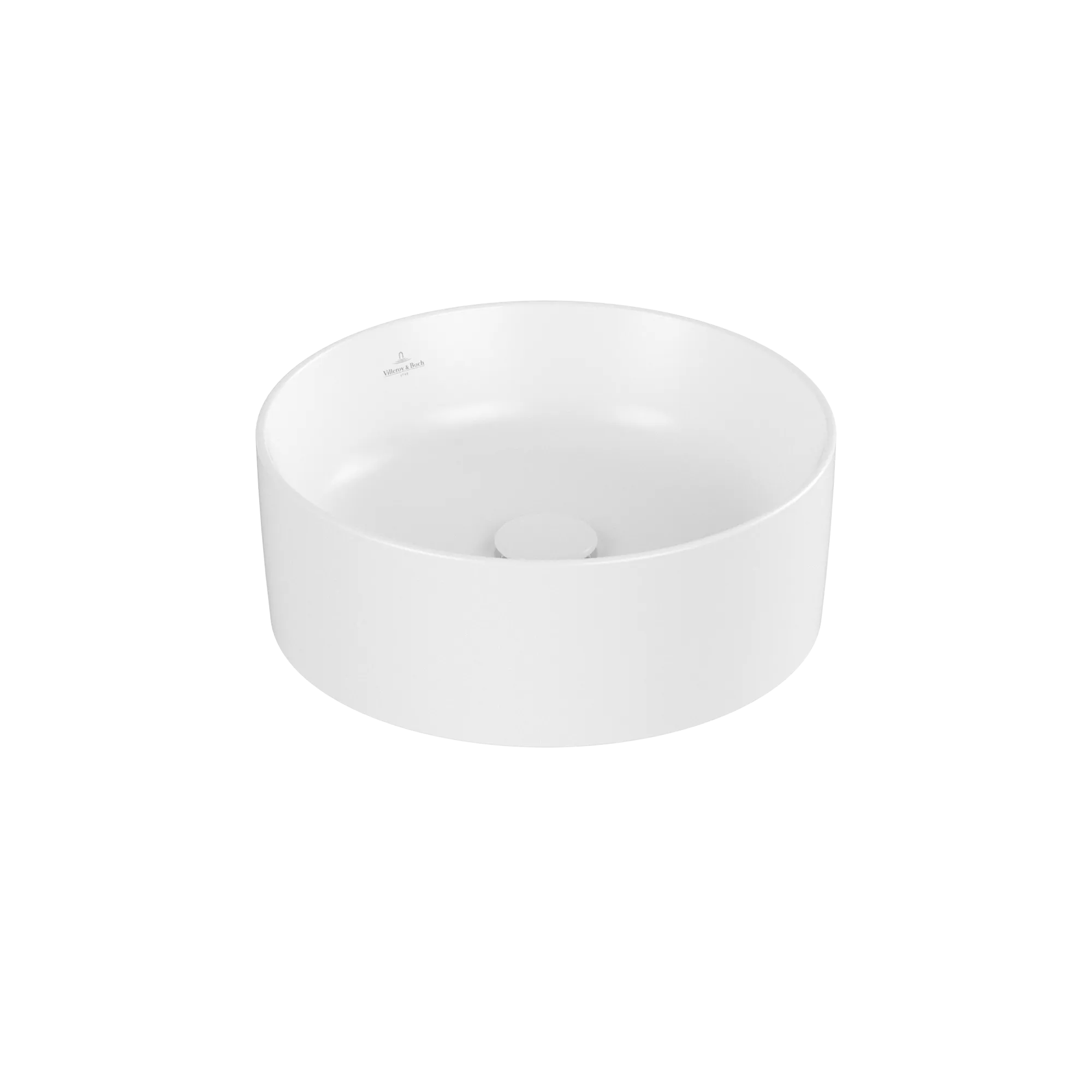 Villeroy & Boch Aufsatzwaschtisch rund aus TitanCeram „Collaro“ ⌀ 400 mm, ohne Hahnlochbohrung in Stone White