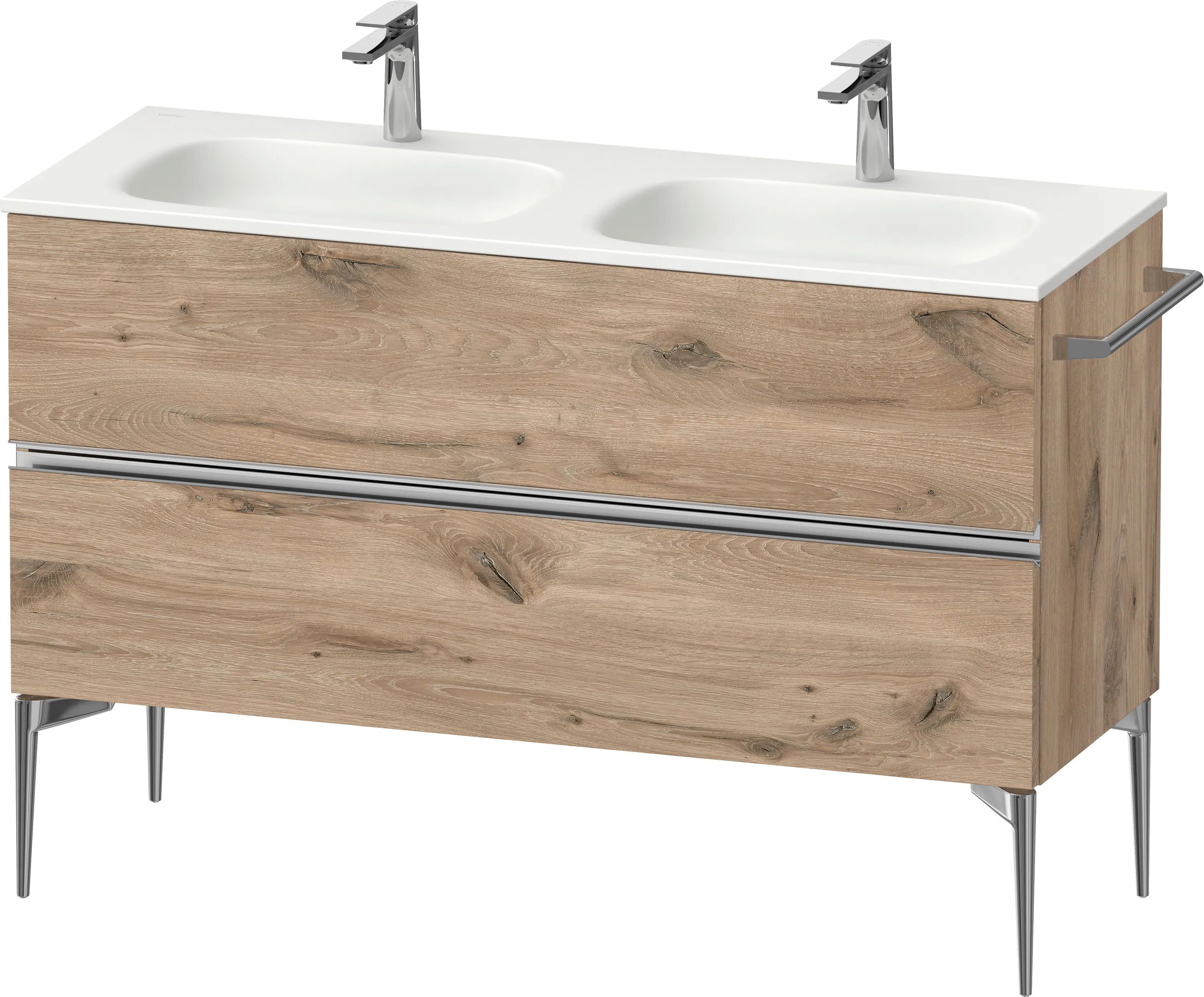 Duravit Waschtischunterschrank „Sivida“ 128 × 59,2 × 47,7 cm Eiche Marmoriert