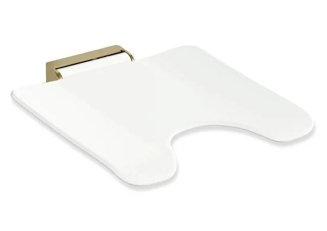 HEWI Klappsitz System 900 PG93, Wandkonsole aus Edelstahl PVD, Sitzfläche weiß HEWI Klappsitz System 900 PG93, Wandkonsole aus Edelstahl PVD, Sitzfläche weiß