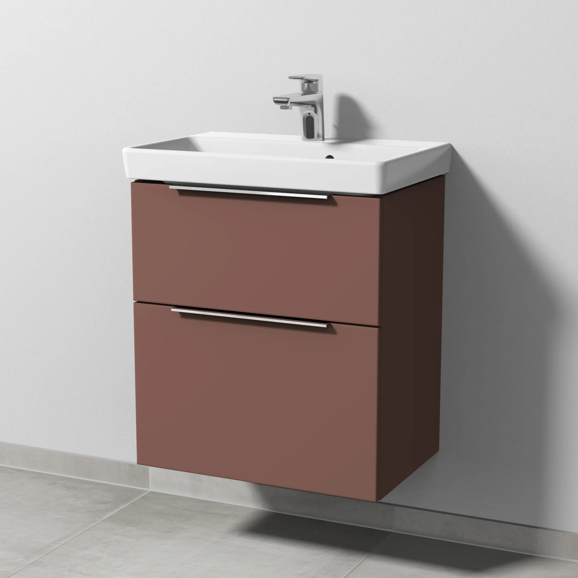 Sanipa Waschtischunterschrank „3way“ passend zu Keramik-Waschtische Avento von Villeroy & Boch 525 × 580 × 352 mm in Wine-Red