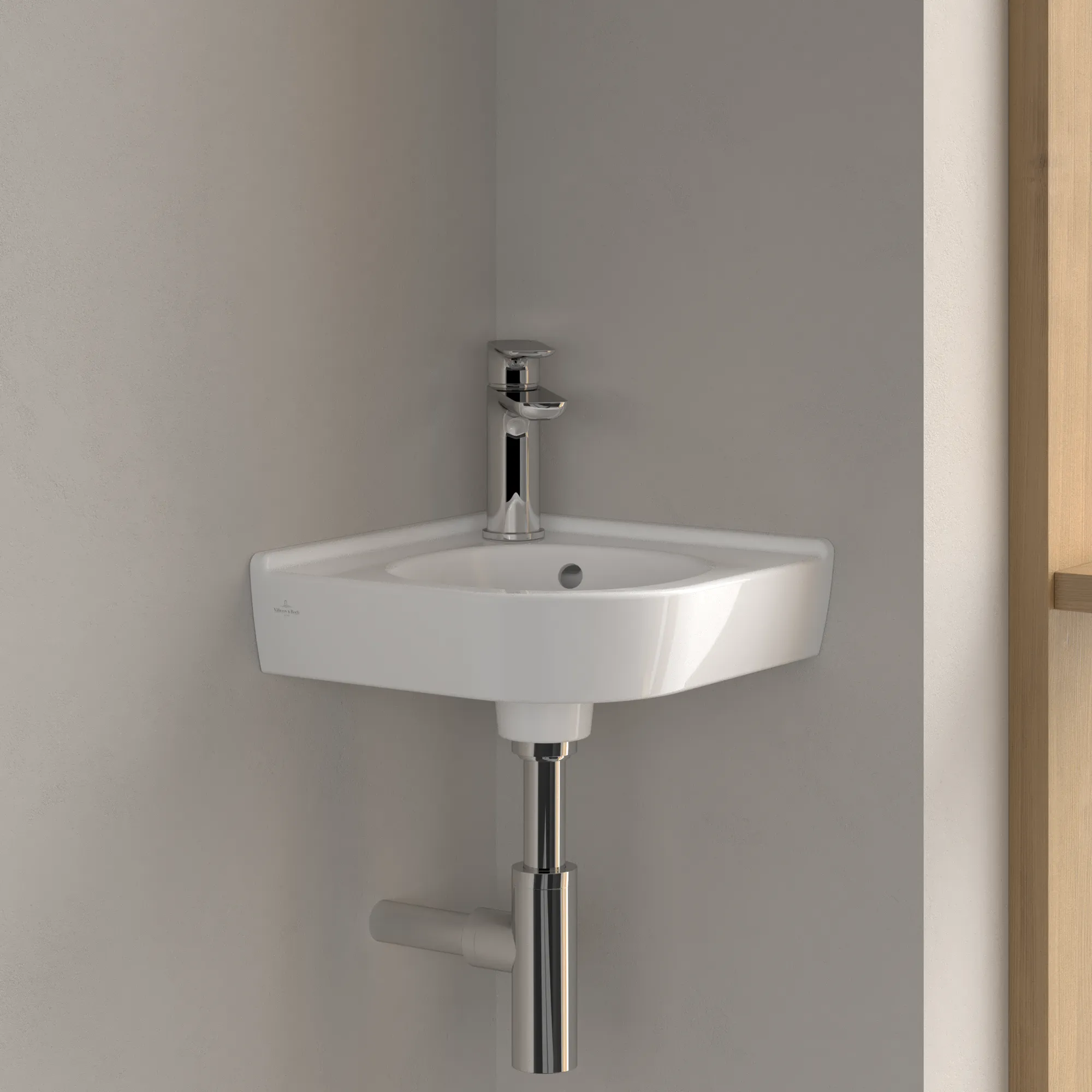 Villeroy & Boch Eck-Handwaschbecken „O.novo“ 400 × 320 × 145 mm, für Becken mittig, mit Hahnlochbohrung, Hahnlochposition mittig in Weiß Alpin Villeroy & Boch Eck-Handwaschbecken „O.novo“ 400 × 320 × 145 mm, für Becken mittig, mit Hahnlochbohrung, Hahnlochposition mittig in Weiß Alpin