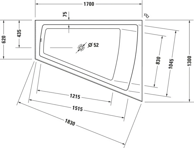 Duravit Whirlwanne „Paiova“ sonderform 1700 × 1300 mm, rechts mit Jet-System, in Weiß Duravit Whirlwanne „Paiova“ sonderform 1700 × 1300 mm, rechts mit Jet-System, in Weiß