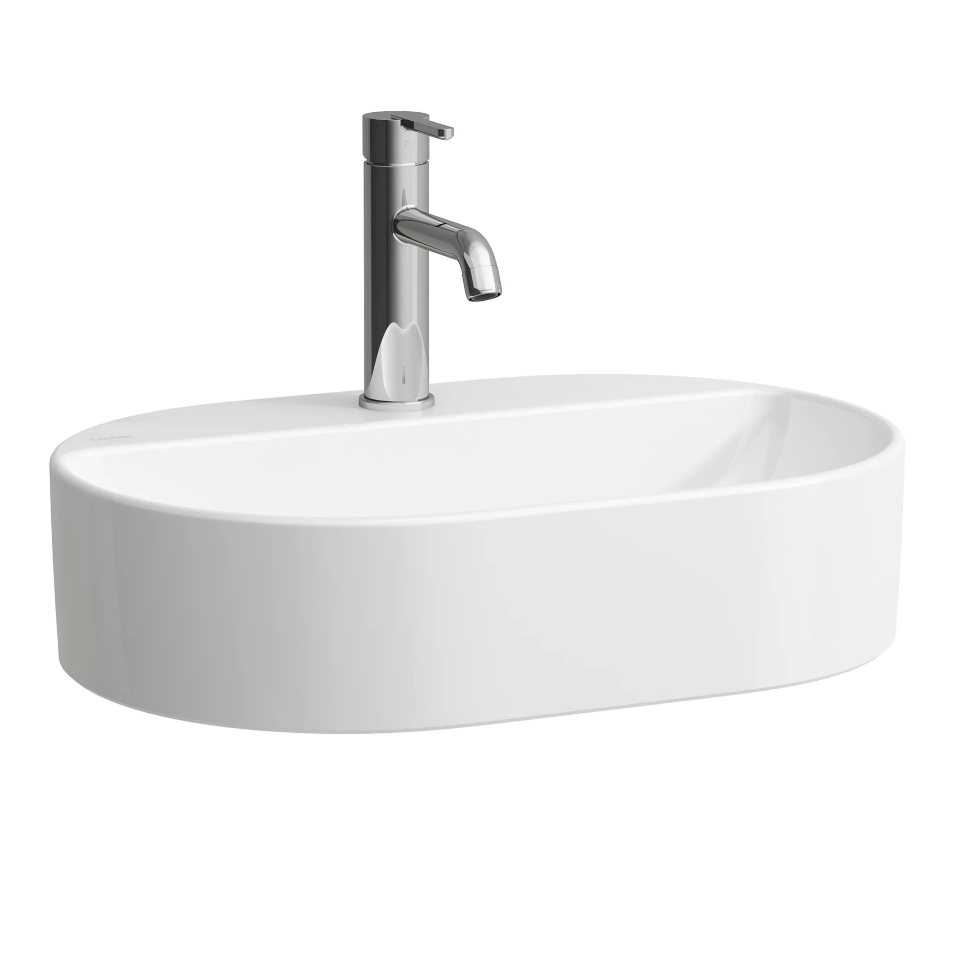 Waschtisch-Schale SAVOY 380x550x155 oval mit Hahnlochbank mit Hahnloch mit Überlauf weiß