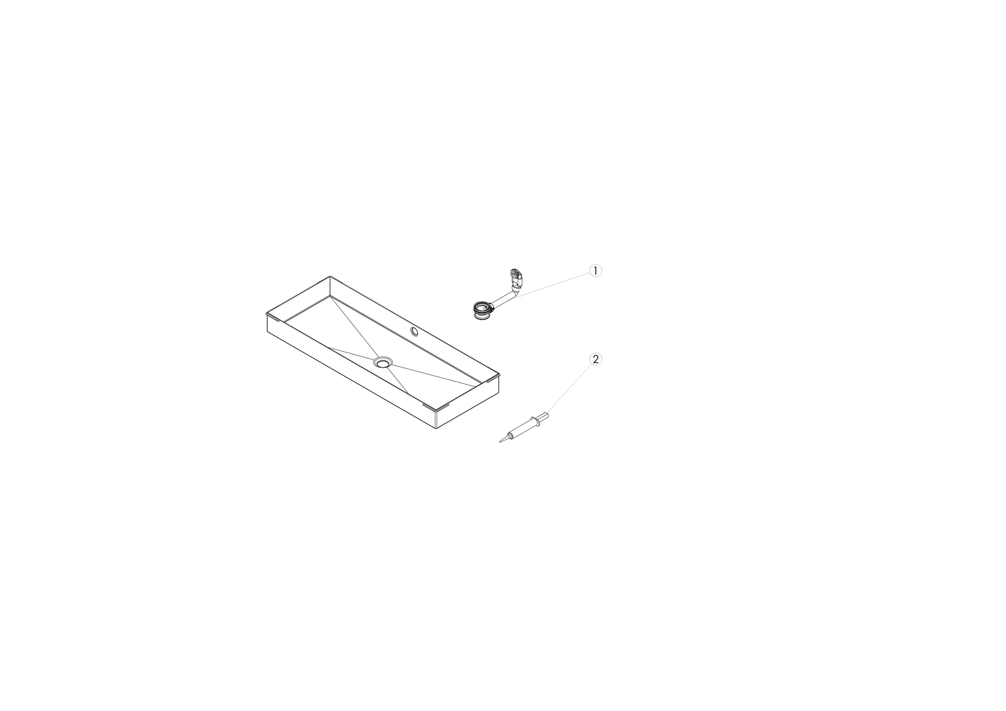 Waschbecken „ME-Serie“ 1044 × 419 × 111 mm mit ProShield