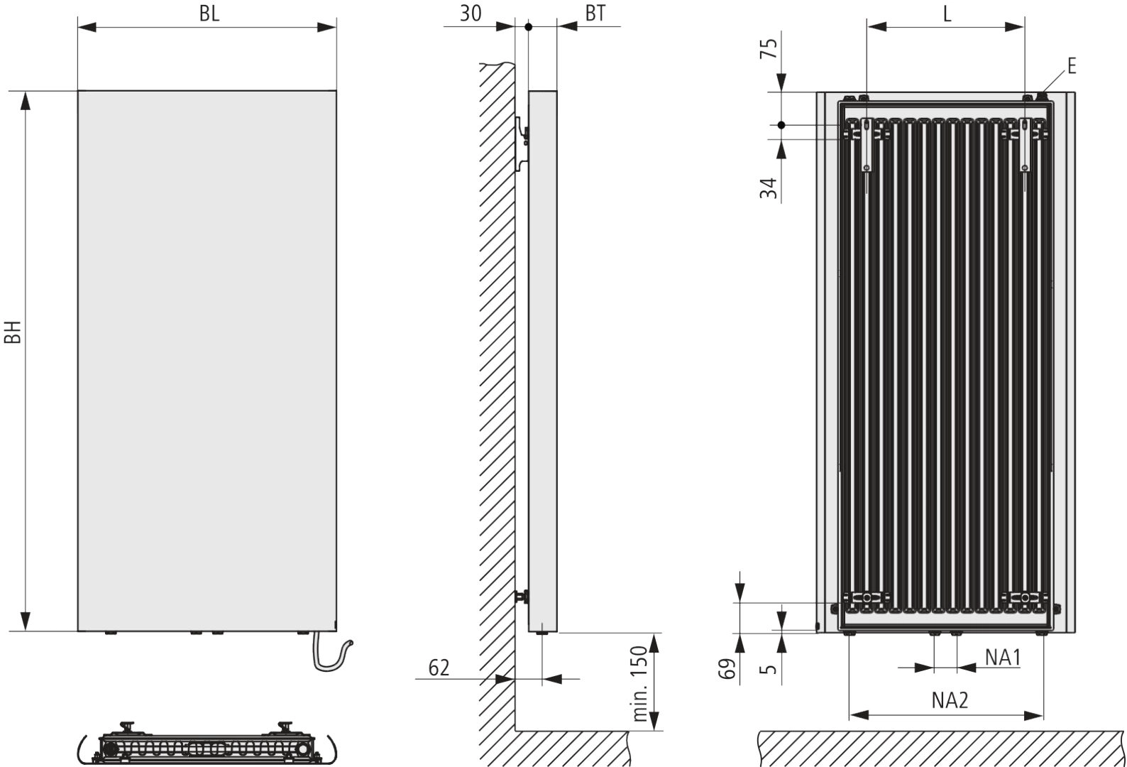 Kermi Design-Heizkörper „Pateo®“ 60 × 192,5 cm in Weiß