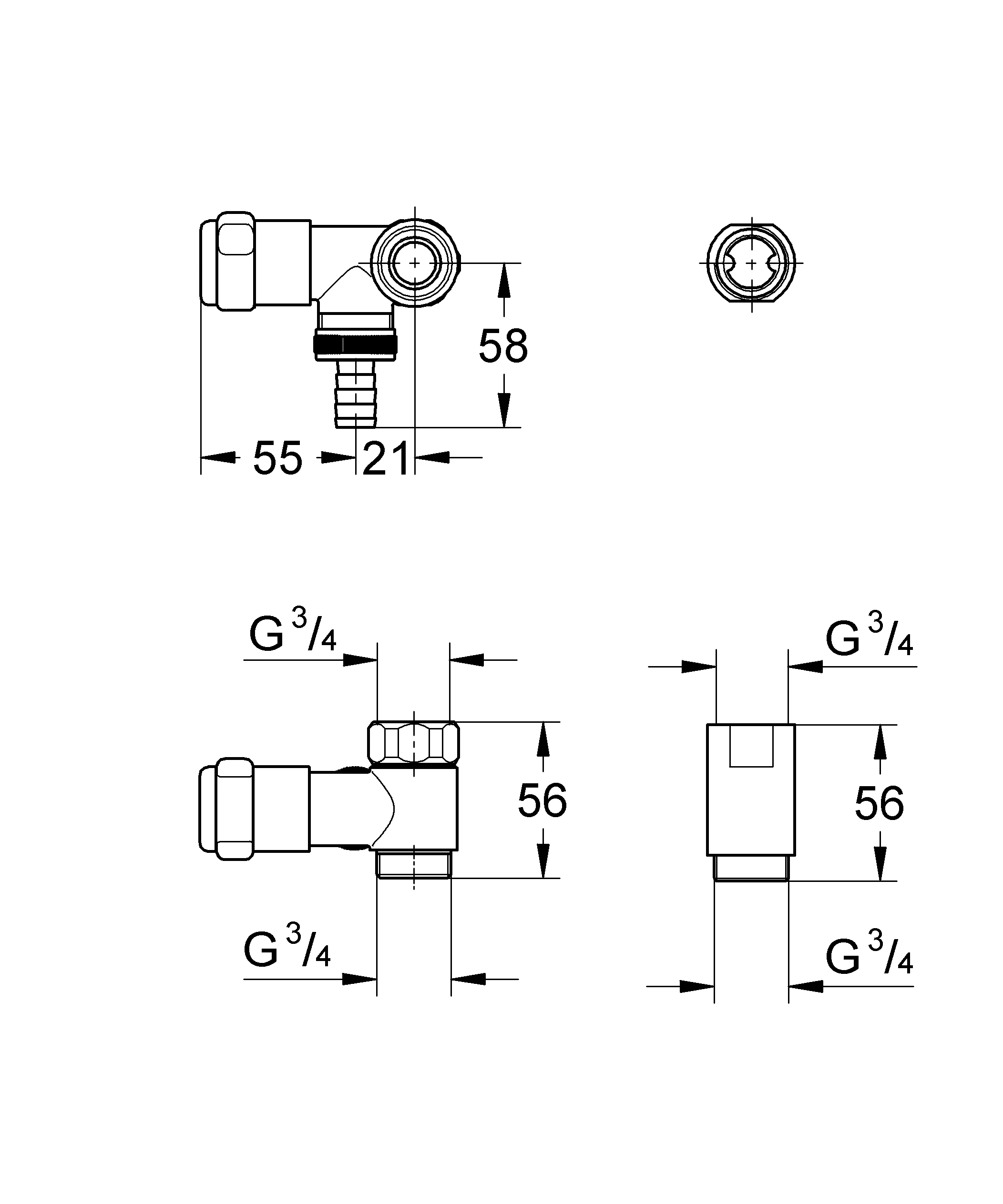 Original WAS Ventil Batterie 41040, DN 20, Wandmontage, Anschluss links, Fettkammer-Oberteil 1/2'' für den absperrbaren Schlauchanschluss, Rückflussverhinderer Typ EB, eigensicher, chrom