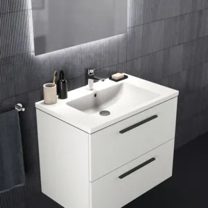 Waschbecken „i.lifeB“ 81 × 51 × 18 cm, Hahnlochposition mittig in Weiß