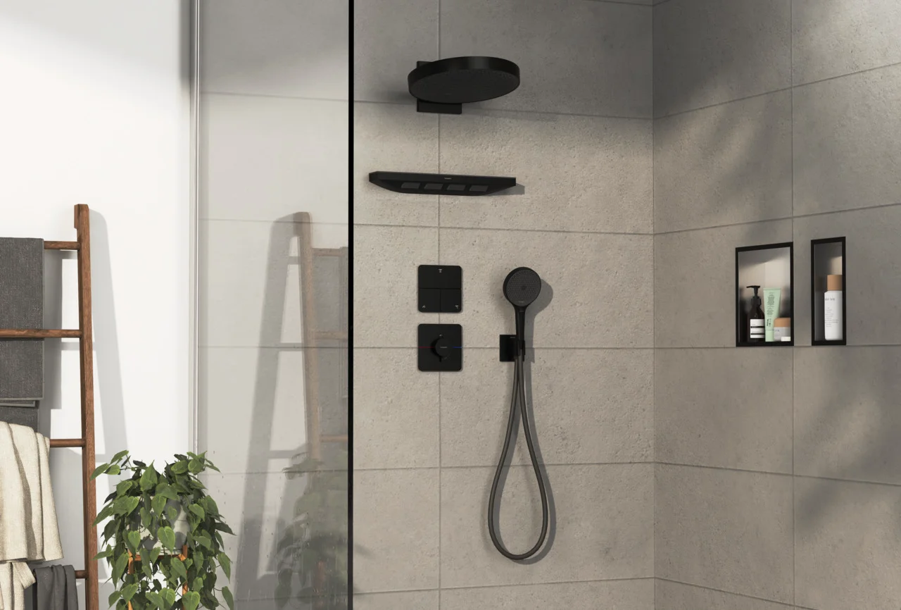 Hansgrohe ShowerSelect Comfort Q Absperrventil Unterputz, 3 Verbraucher, mattschwarz Hansgrohe ShowerSelect Comfort Q Absperrventil Unterputz, 3 Verbraucher, mattschwarz