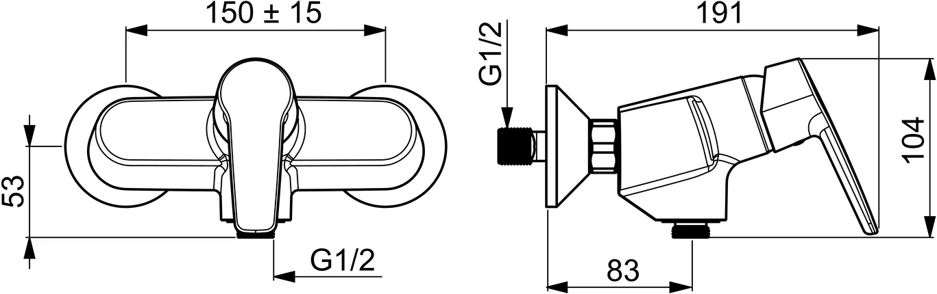 HansaPOLO Duscharmatur Hansapolo 2017 Einhebelmischer Brausebatterie Ausladung 83 mm DN15 Chrom