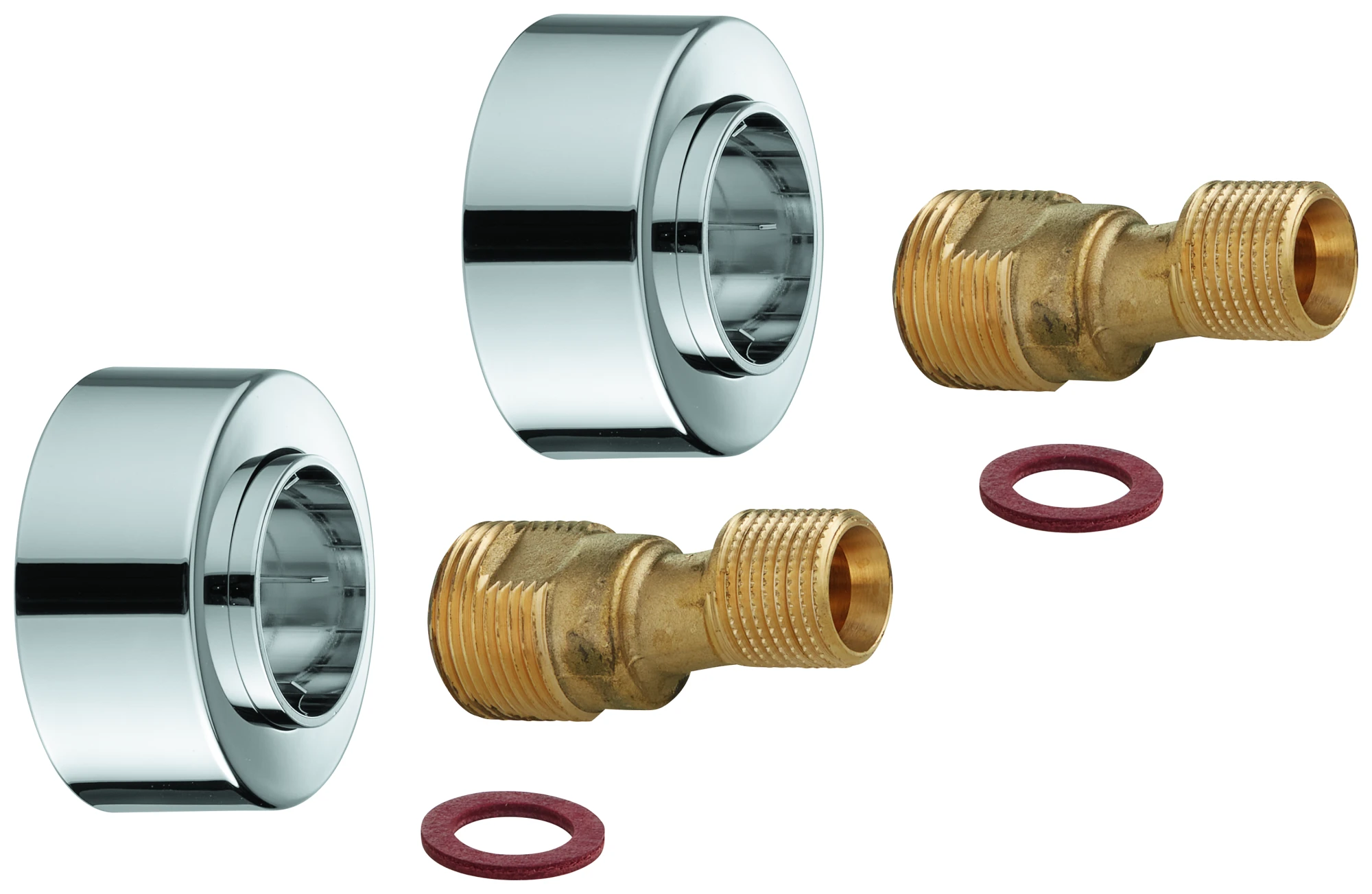 S-Anschluss 48453, 1/2″ × 3/4″, Verstellbarkeit 7,5 mm, Schalldämpfer, Schraubrosette, 1 Stück, chrom