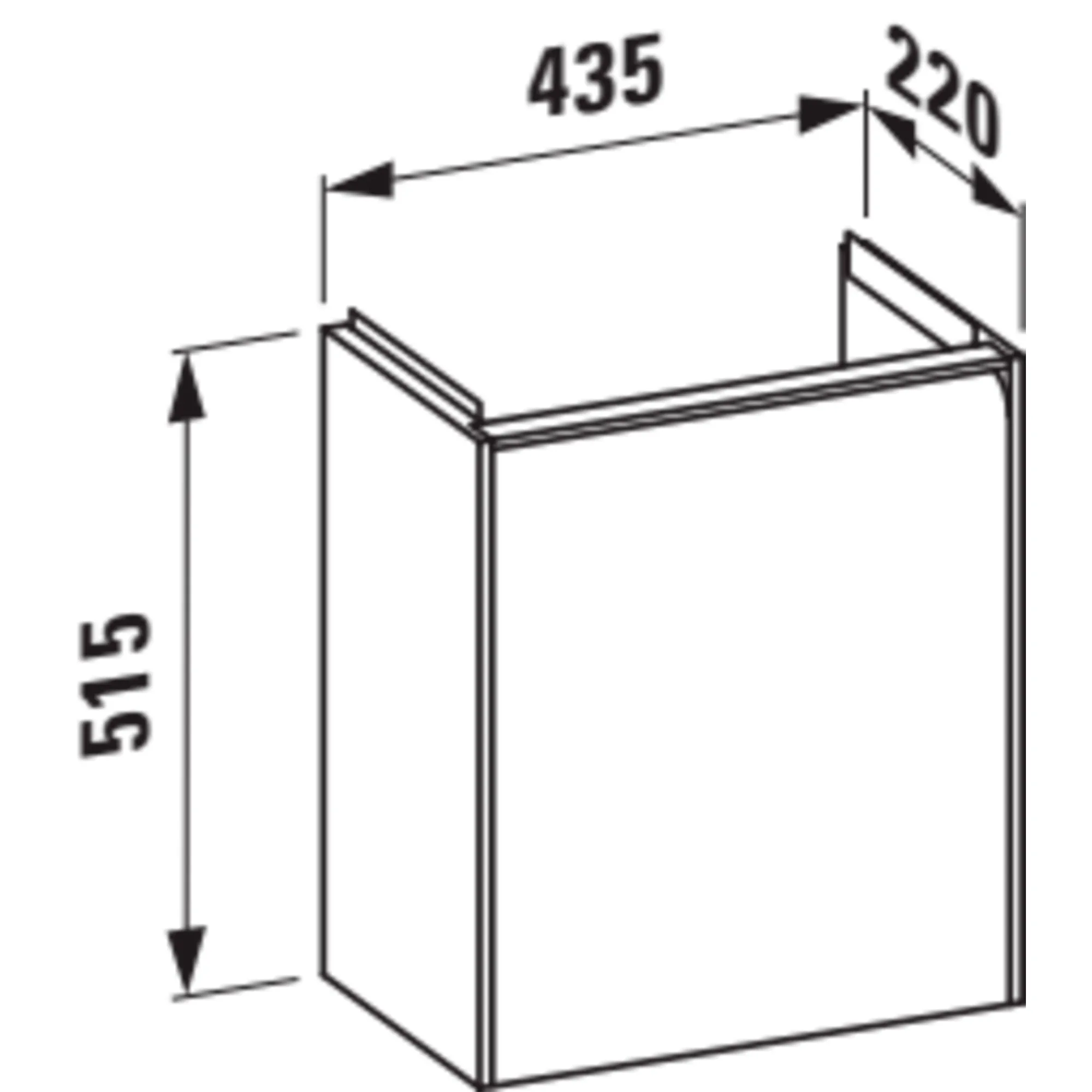 Waschtischunterbau MEDA 222x437x515 1Tür Scharnier links integrierte Griffleiste für Waschtisch H815114 weiß matt