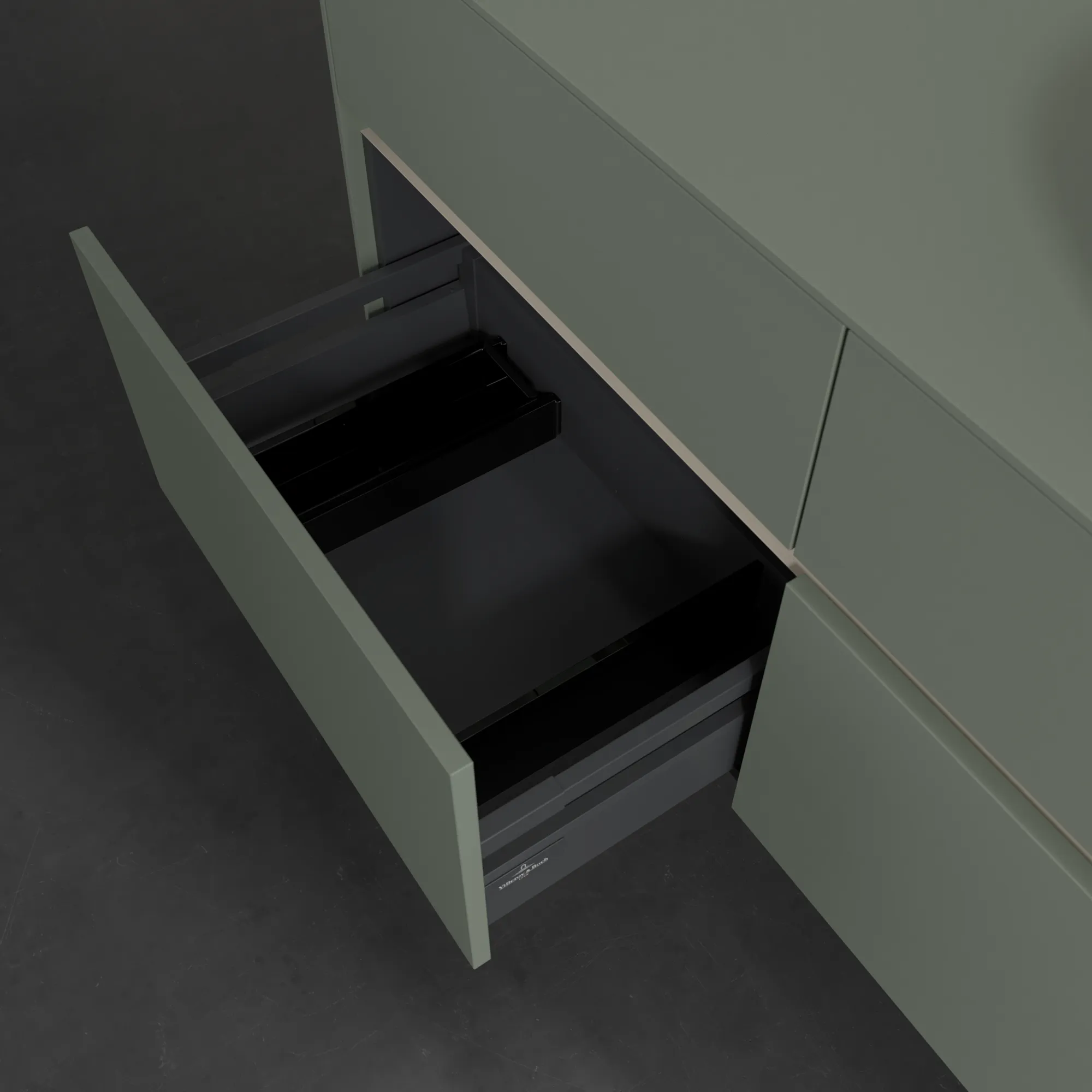 Villeroy & Boch Waschtischunterschrank „Collaro“ 1200 × 548 × 500 mm Soft Green, ohne Beleuchtung, für Becken rechts