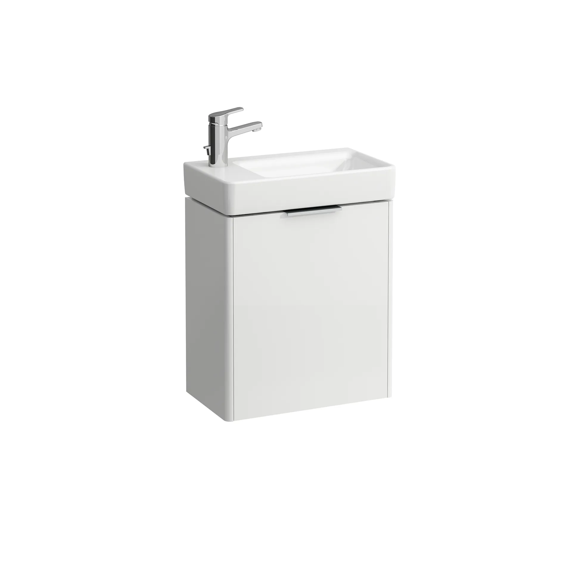 Waschtischunterbau BASE für PRO S 267x460x515 1 Tür Scharnier links mit Griff aluminium eloxiert für Waschtisch H815955 weiß matt Waschtischunterbau BASE für PRO S 267x460x515 1 Tür Scharnier links mit Griff aluminium eloxiert für Waschtisch H815955 weiß matt