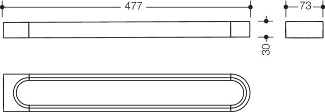 Handtuchhalter, Plvb. B:73mm,H:30mm,T:477mm weiß tiefmatt Handtuchhalter, Plvb. B:73mm,H:30mm,T:477mm weiß tiefmatt