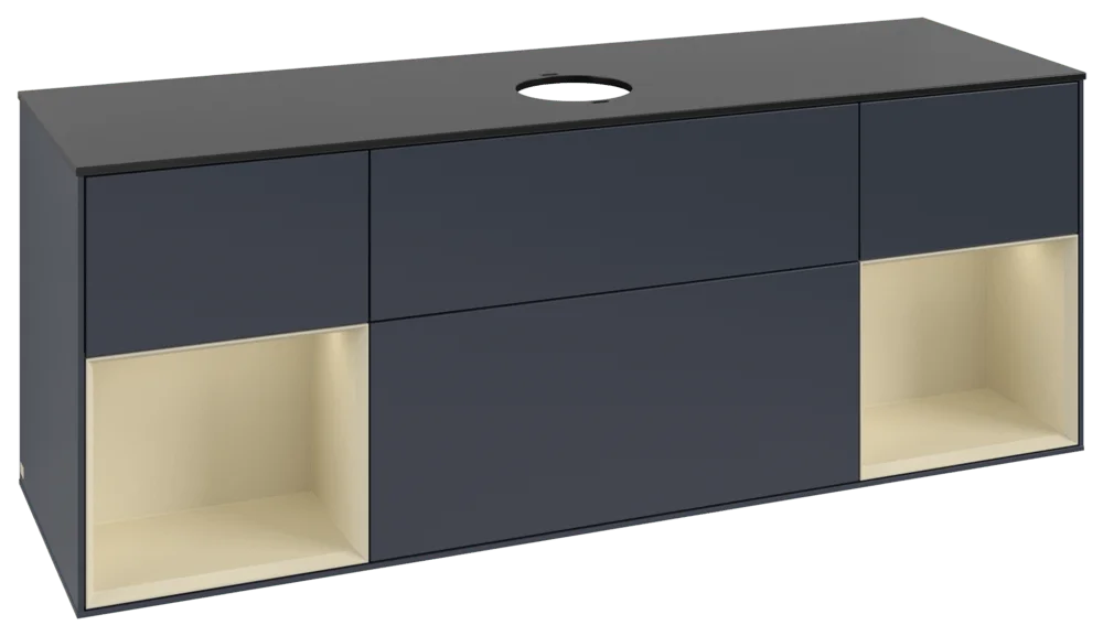 Villeroy & Boch Finion Waschbeckenunterschrank GD0, 1600 x 603 x 501 mm, Midnight Blue Matt Lacquer / Silk Grey Matt Lacquer / Glass Black Matt Villeroy & Boch Finion Waschbeckenunterschrank GD0, 1600 x 603 x 501 mm, Midnight Blue Matt Lacquer / Silk Grey Matt Lacquer / Glass Black Matt