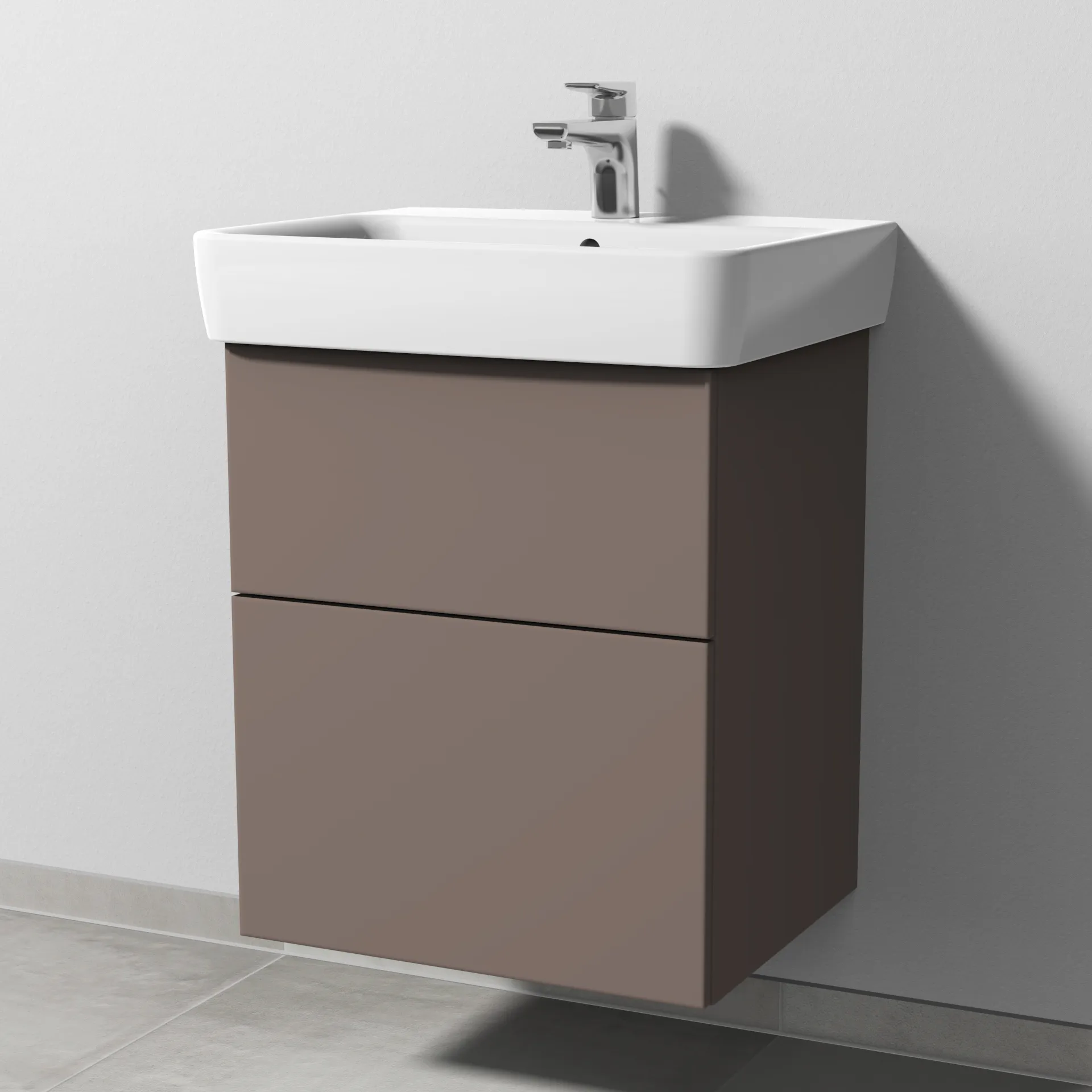 Sanipa Waschtischunterschrank „3way“ 490 × 588 × 407 mm in Taupe (matt), Becken mittig Sanipa Waschtischunterschrank „3way“ 490 × 588 × 407 mm in Taupe (matt), Becken mittig