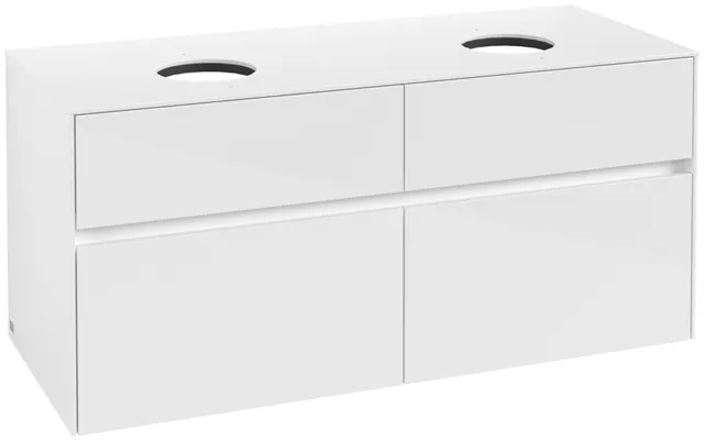 Villeroy & Boch Waschtischunterschrank „Collaro“ 1200 × 548 × 500 mm Glossy White, ohne Beleuchtung, für links und rechts