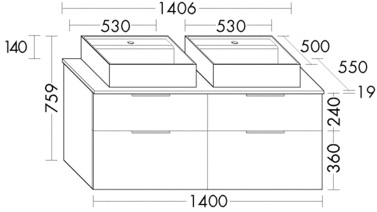 Keramik-Wt inkl. Wtu (SGUR140), Eqio, 550x1406x759, Lack Matt