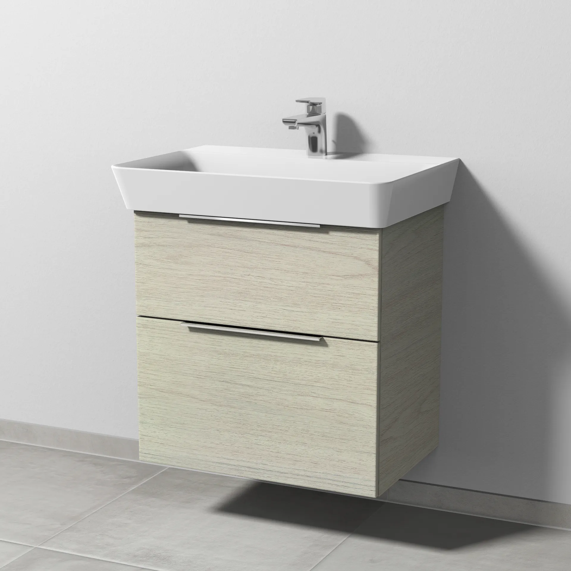 Sanipa Waschtischunterschrank „3way“ passend zu Keramik-Waschtische Connect Air Cube von Ideal Standard 580 × 582 × 402 mm in White Oak