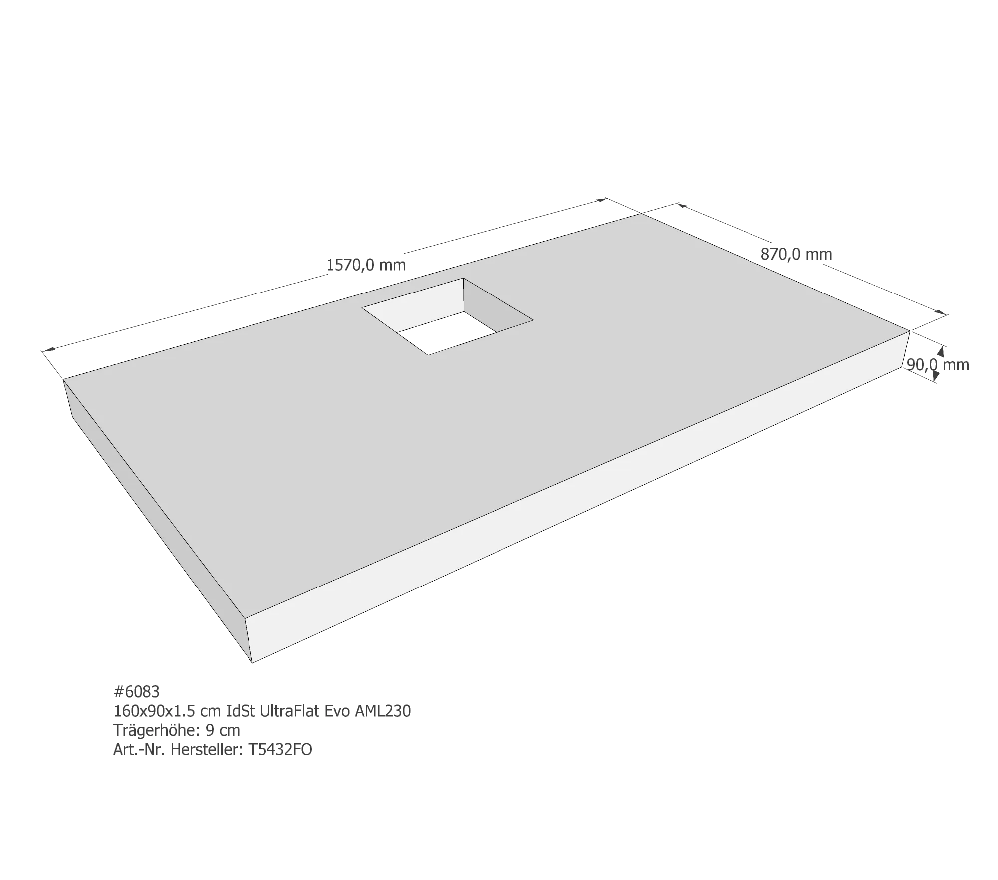 Duschwannenträger passend für Ideal Standard 160 × 90 × 1,5 cm