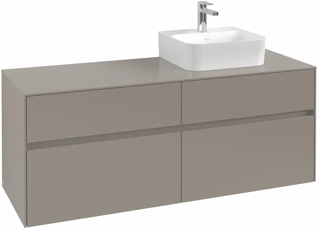 Villeroy & Boch Waschtischunterschrank „Collaro“ 1400 × 548 × 500 mm Black Oak, mit Beleuchtung, für Becken rechts Villeroy & Boch Waschtischunterschrank „Collaro“ 1400 × 548 × 500 mm Black Oak, mit Beleuchtung, für Becken rechts