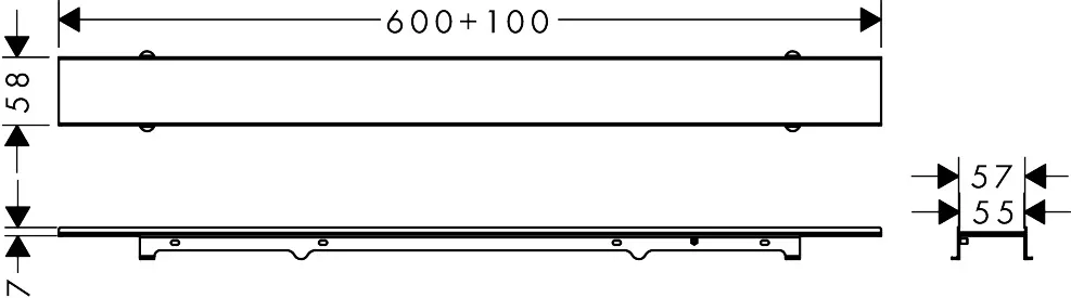 RainDrain Rock Duschrinne 600 mm kürzbar und befliesbar RainDrain Rock Duschrinne 600 mm kürzbar und befliesbar