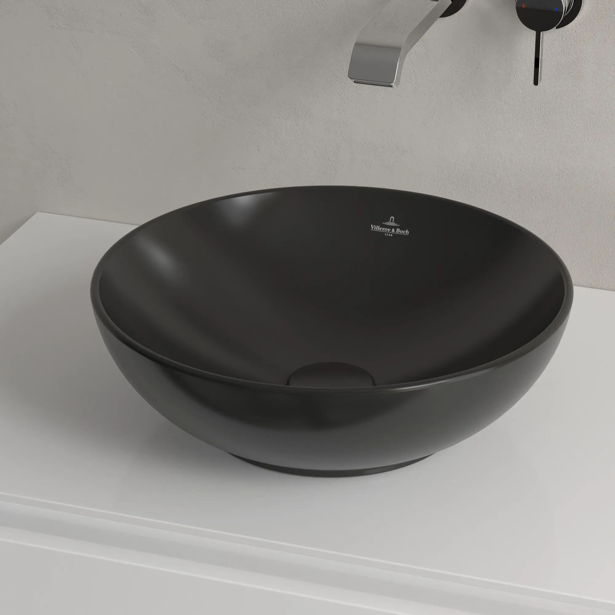 Villeroy & Boch Aufsatzwaschbecken Loop & Friends Pure Black CeramicPlus 380x380x150 mm mit Überlauf
