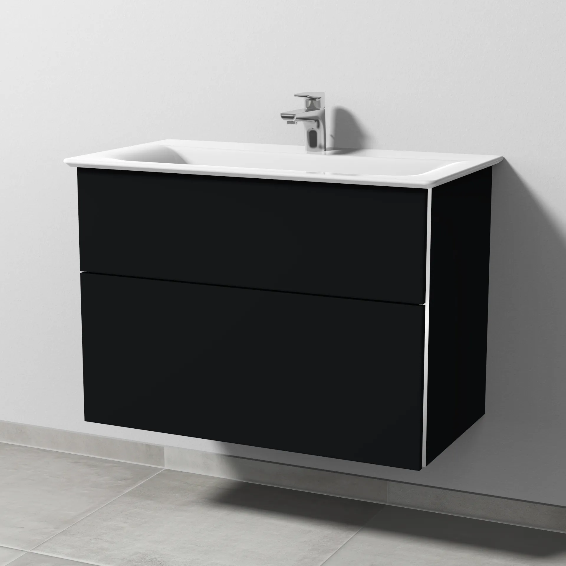 Sanipa Waschtischunterschrank „3way“ passend zu Keramik-Waschtische Connect Air von Ideal Standard 790 × 585 × 437 mm in Schwarz (matt)