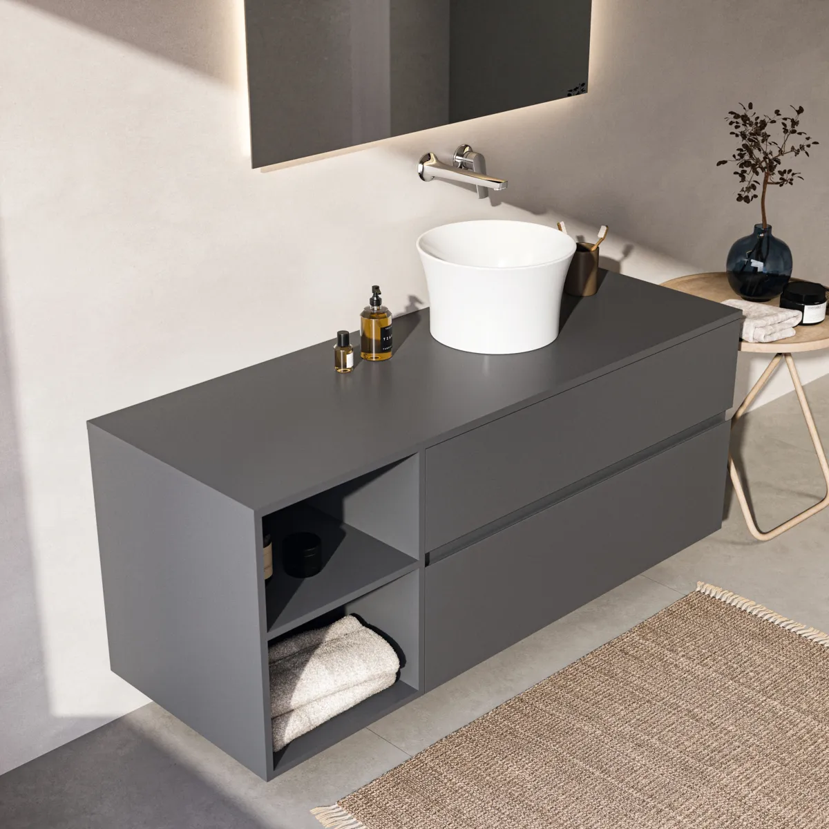 Ideal Standard Waschtischunterschrank „Finesse“ 140,2 × 55,8 × 50,5 cm Anthrazit matt lackiert Ideal Standard Waschtischunterschrank „Finesse“ 140,2 × 55,8 × 50,5 cm Anthrazit matt lackiert