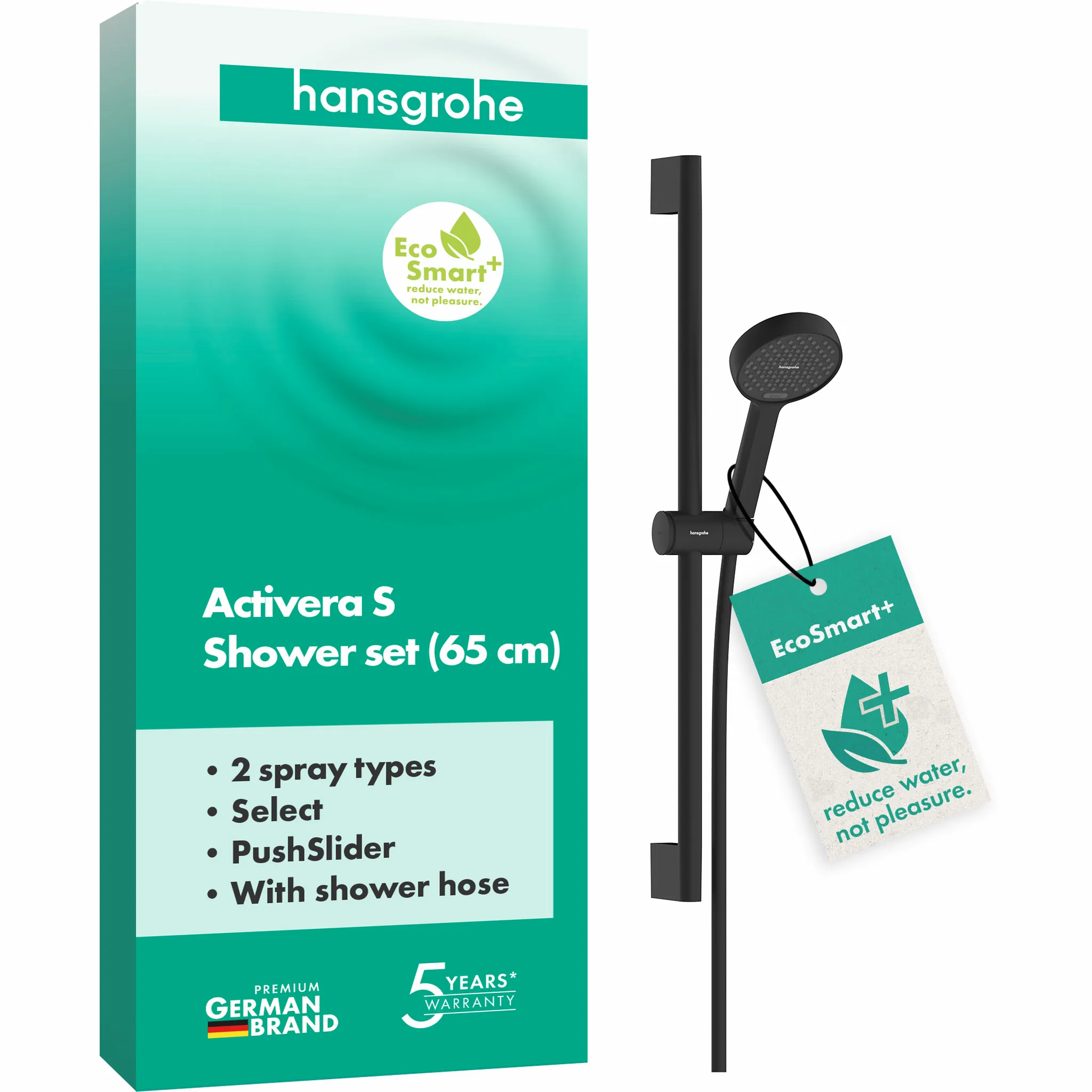 Hansgrohe Activera Select S Brauseset 95 2jet EcoSmart+ mit Brausestange 65 cm, Mattschwarz Hansgrohe Activera Select S Brauseset 95 2jet EcoSmart+ mit Brausestange 65 cm, Mattschwarz