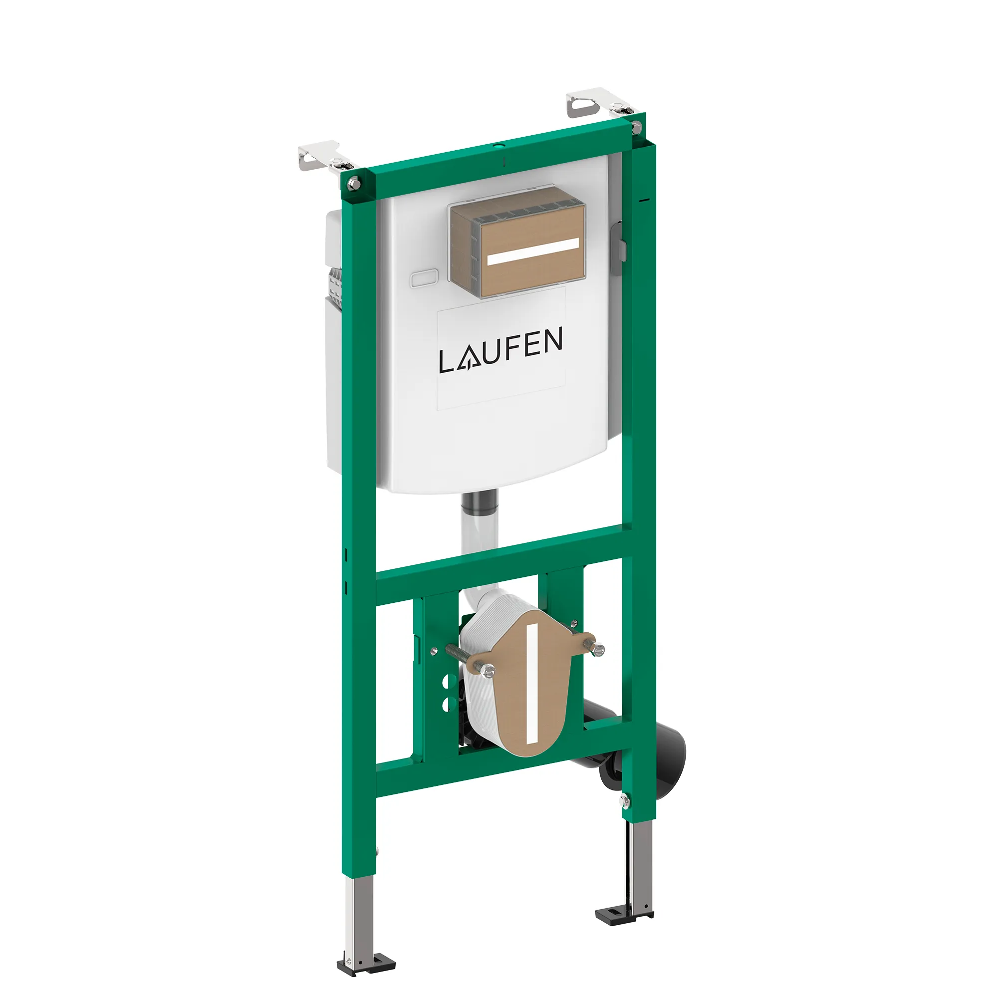 Installationselement INEOLINK mit Spülkasten für behindertengerechtes Bauen für Wand-WC und Dusch-WC, Sitzhöhe +50 mm, Bauhöhe 1120 mm Stahlrahmen, Füße höhenverstellbar und drehbar, Spülkasten mit einstellbarem Spülstromregler (EN 14055)