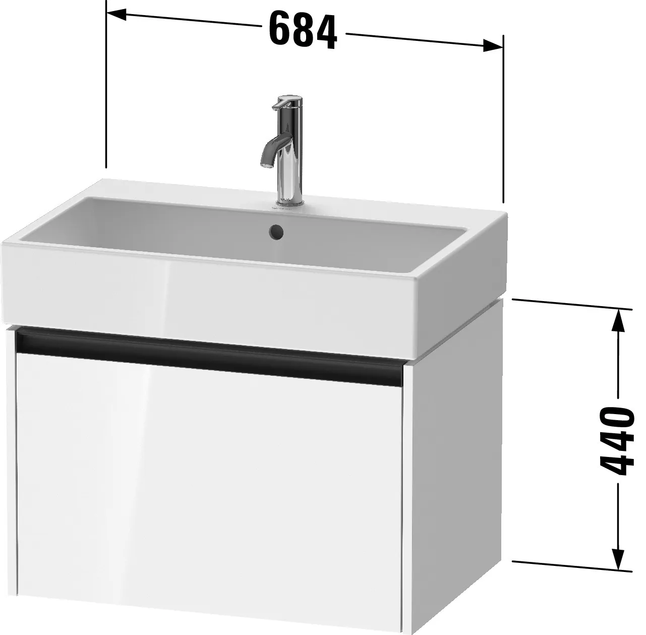 Duravit Waschtischunterschrank wandhängend „Ketho.2“ 68,4 × 44 × 46 cm Basalt Matt
