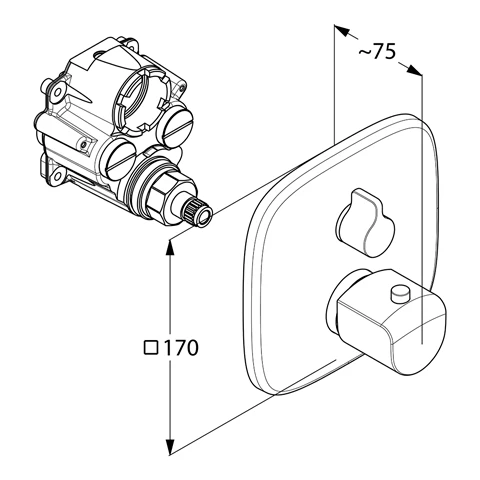 AMEO Unterputz-Thermostatarmatur Feinbau-Set mit Funktionseinheit chrom