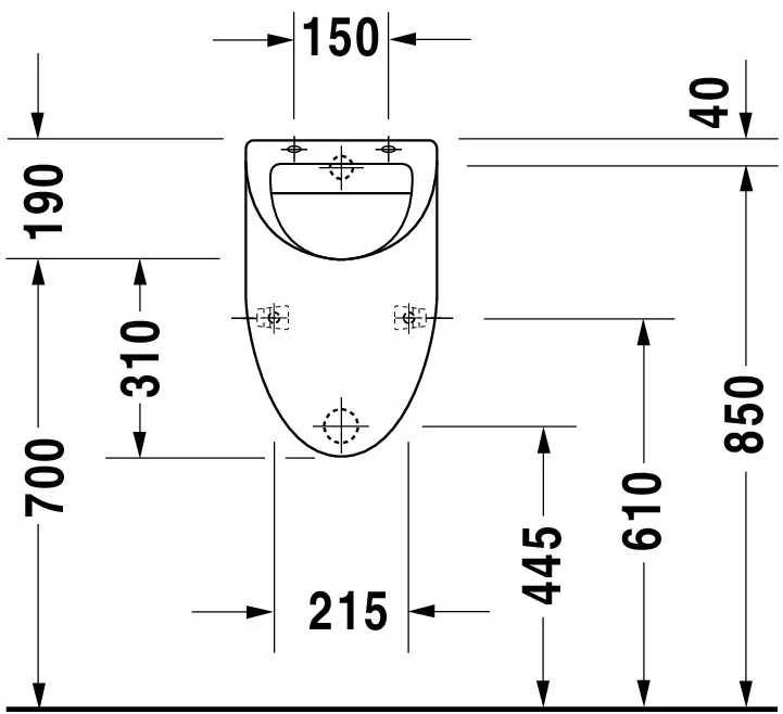 Urinal Fizz, Zulauf von hinten absaugend, für Deckel, ohne Fliege, weiß