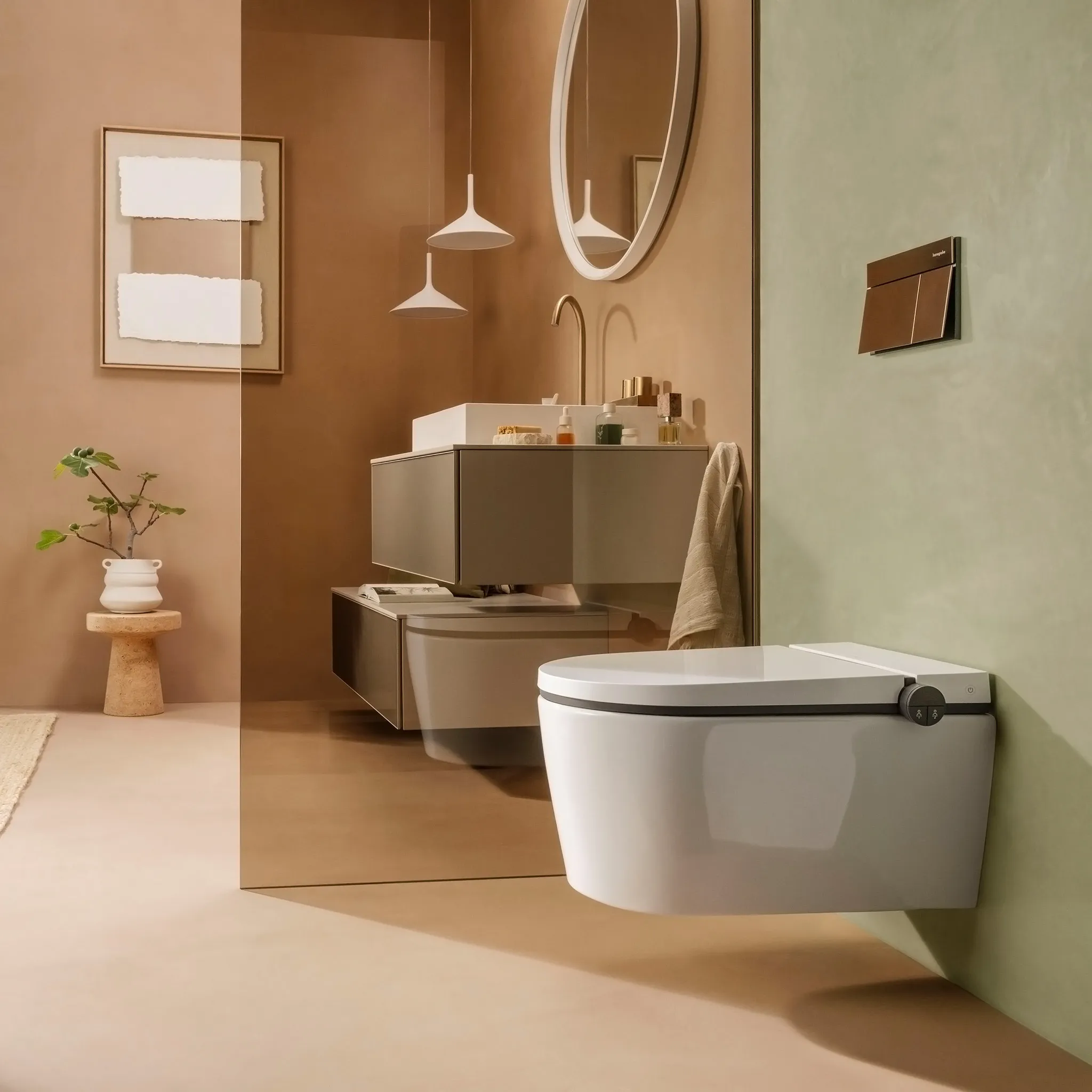 Hansgrohe LavaPura Element S Wand-Dusch-WC Komplett Set AquaHelix Flush, SmartClean, HygieneEffect, Weiß