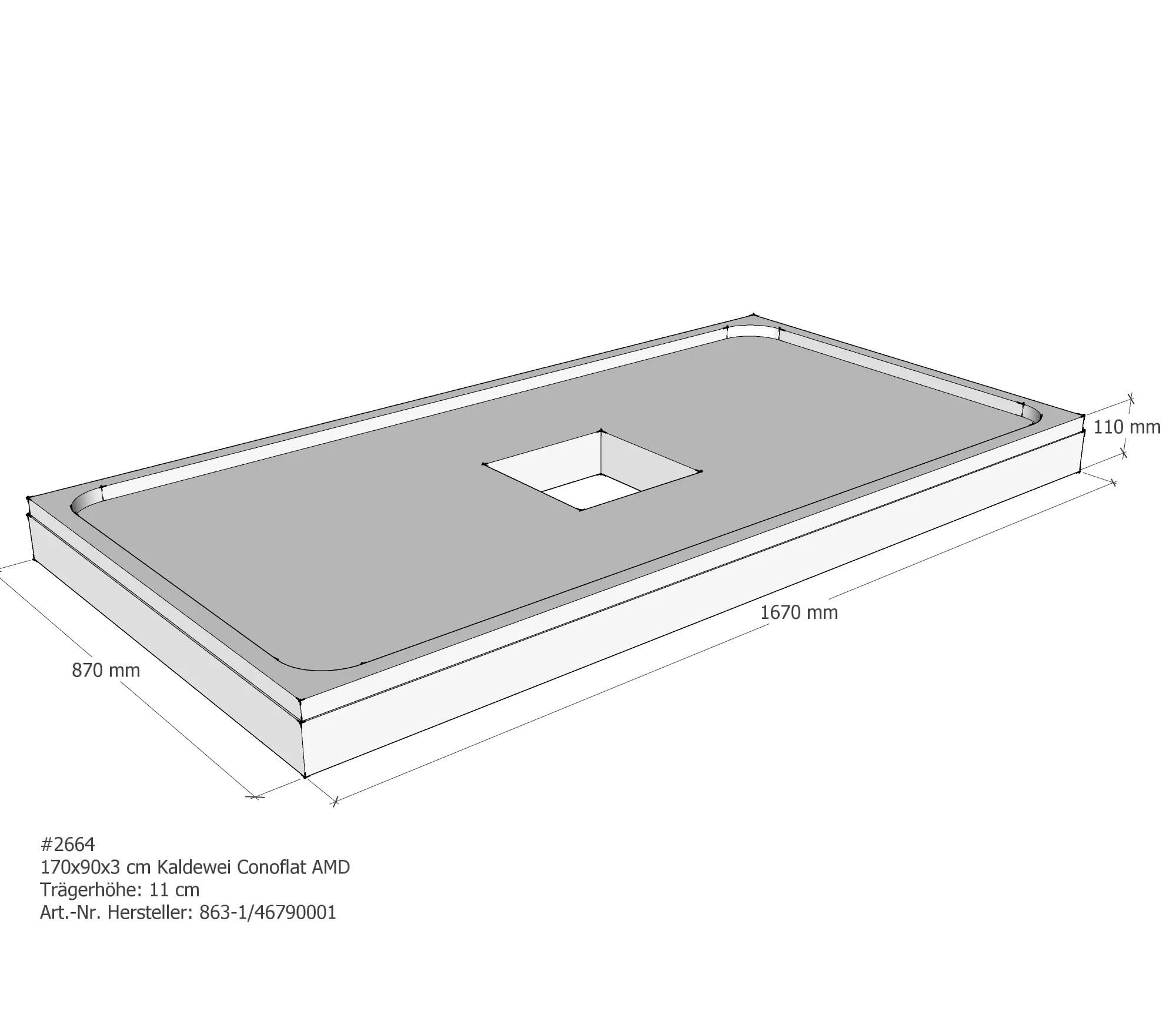 Duschwannenträger für Kaldewei Conoflat 170 × 90 × 2,3 cm Breite: 90 cm / Länge: 170 cm Duschwannenträger für Kaldewei Conoflat 170 × 90 × 2,3 cm Breite: 90 cm / Länge: 170 cm