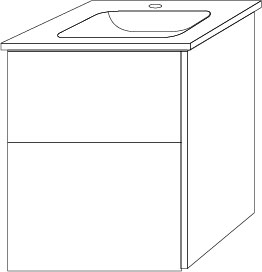 Sanipa Keramik-Waschtisch-Set mit Waschtischunterschrank „3way“ 46,5 × 40,1 × 59,1 cm in Eiche-Nordic, mittig
