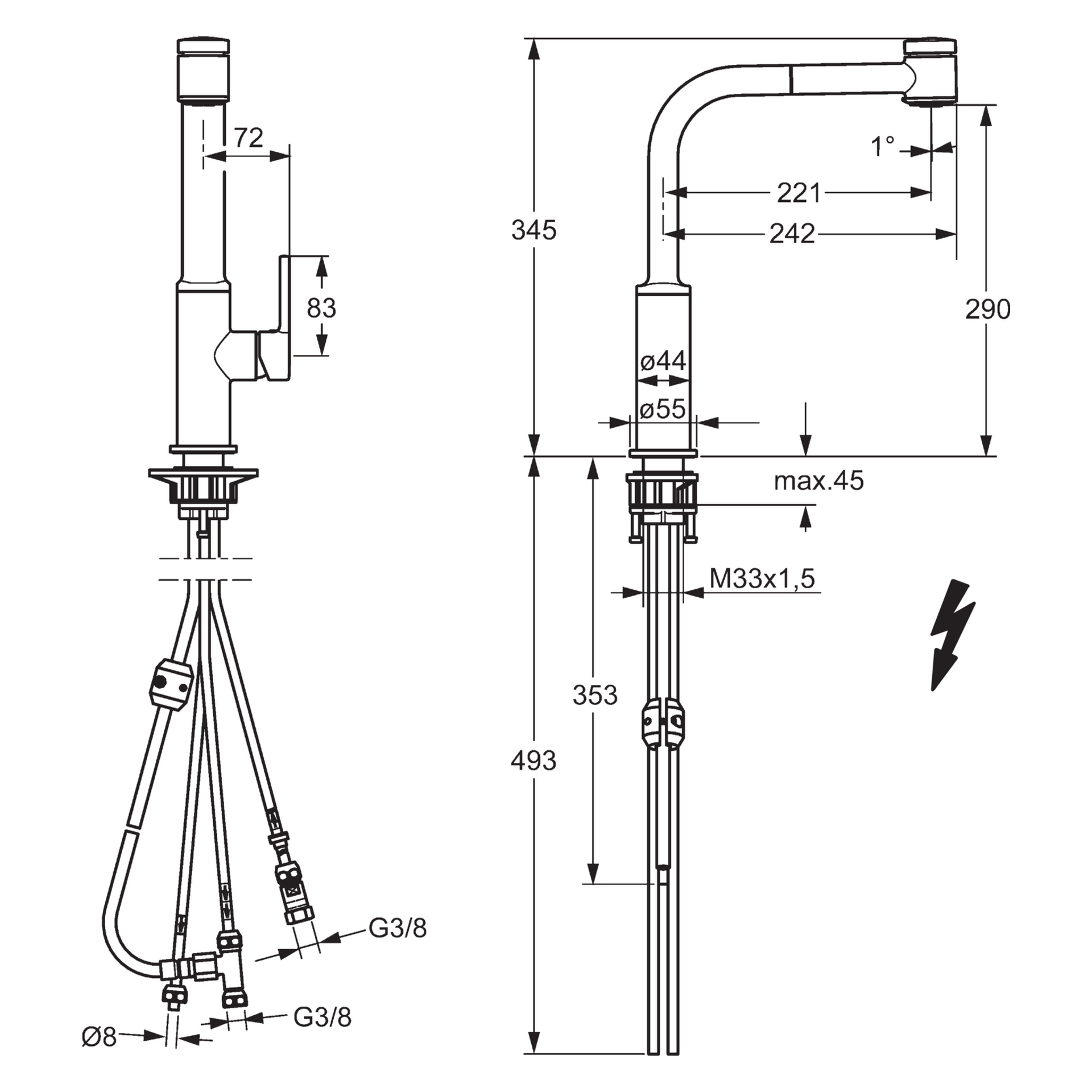Hansa Hansaronda Einhebelmischer Küchenarmatur, Niederdruck, 2-strahlig, Chrom, DN15 Hansa Hansaronda Einhebelmischer Küchenarmatur, Niederdruck, 2-strahlig, Chrom, DN15