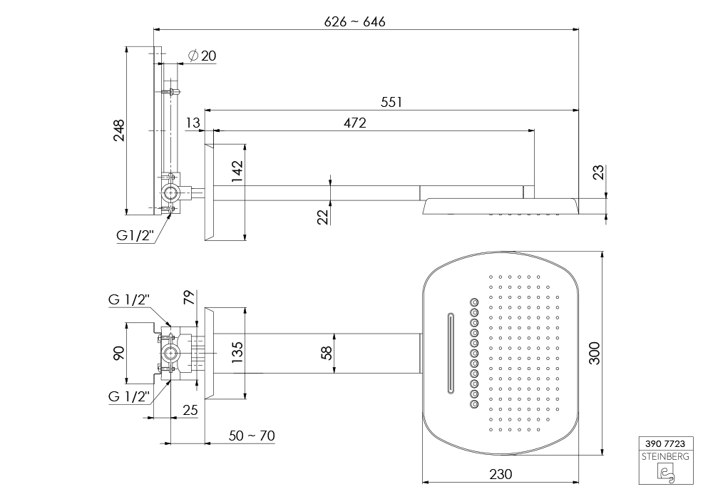 Steinberg Serie 390 Wall Rain Kopfbrauseset Steinberg Serie 390 Wall Rain Kopfbrauseset