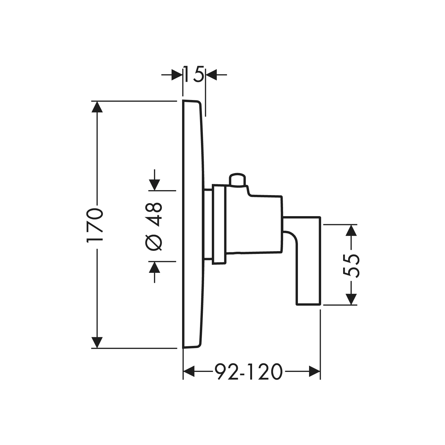 Thermostat Unterputz Axor Citterio Hight Flow Fertigset chrom mit Hebelgr.