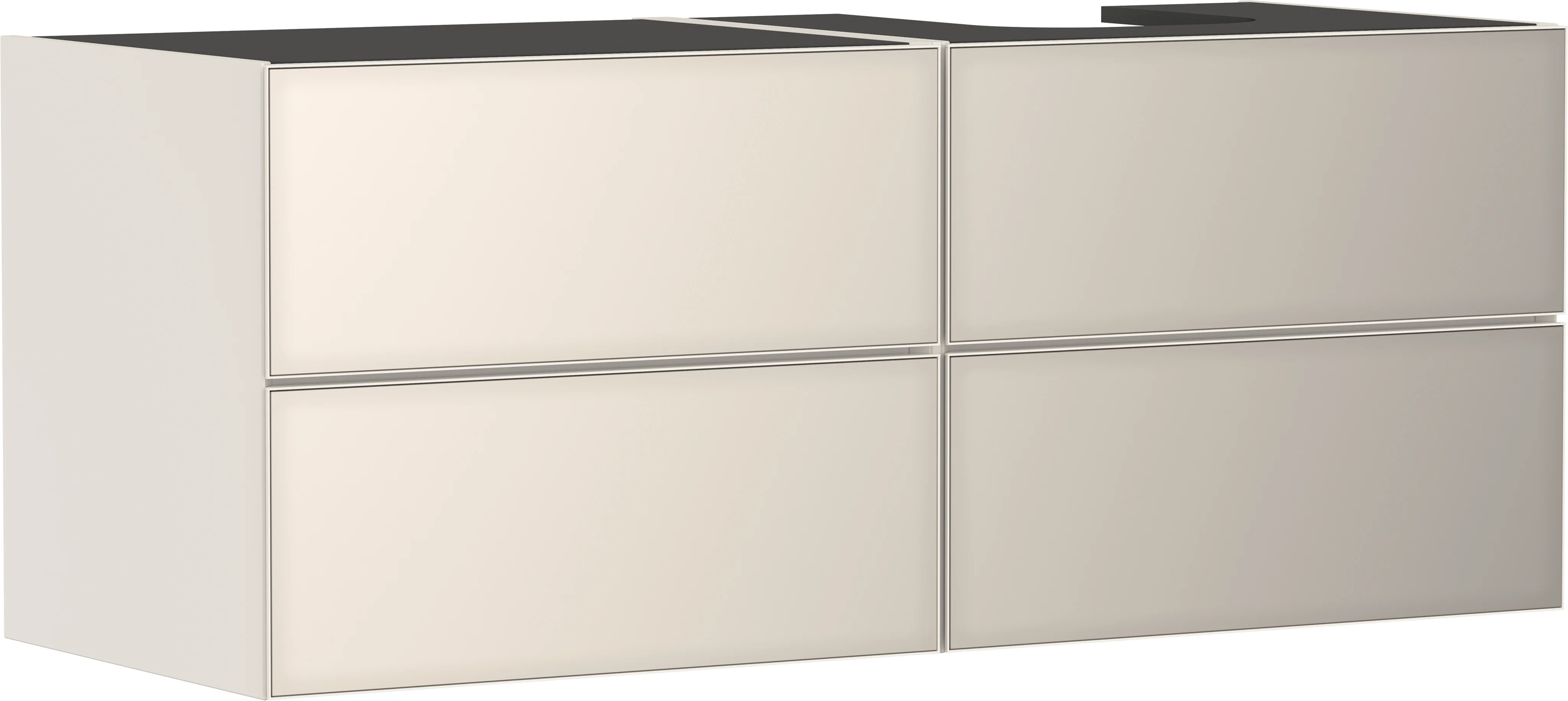 Hansgrohe Xevolos E Waschtischunterschrank Sandbeige Matt, 1370 x 550 mm, 4 Schubkästen, grifflos mit PushOpen und SoftClose, Wandmontage