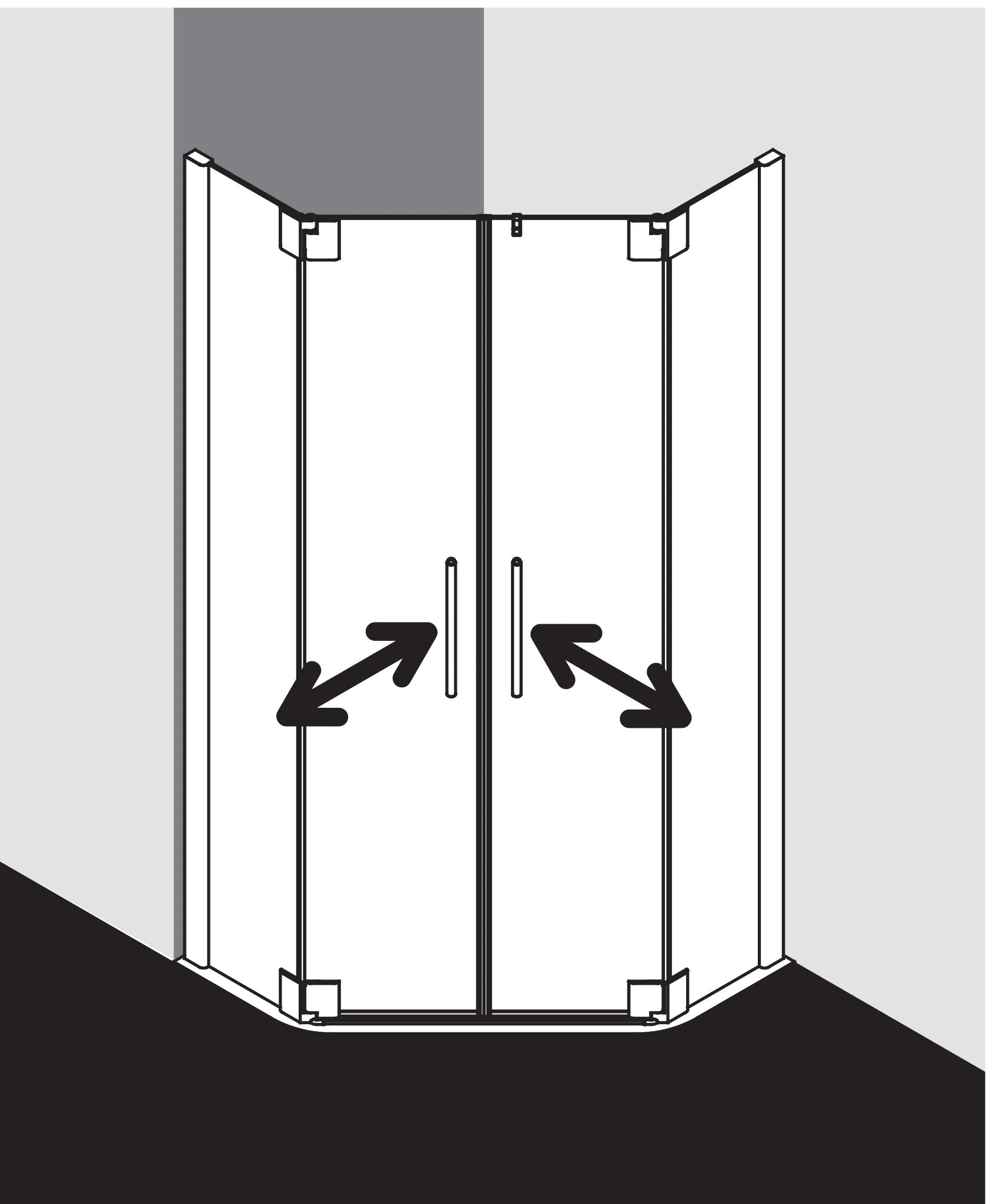 Kermi Duschdesign Fünfeck-Duschkabine mit Pendeltüren mit Festfeldern für gleichschenklige Wannen „PASA XP“ Glas Klar, Profile Silber Mattglanz, BV: 870 - 900 mm GAK: 855 - 885 mm WE: 880 - 910 mm H: 2000 mm Kermi Duschdesign Fünfeck-Duschkabine mit Pendeltüren mit Festfeldern für gleichschenklige Wannen „PASA XP“ Glas Klar, Profile Silber Mattglanz, BV: 870 - 900 mm GAK: 855 - 885 mm WE: 880 - 910 mm H: 2000 mm