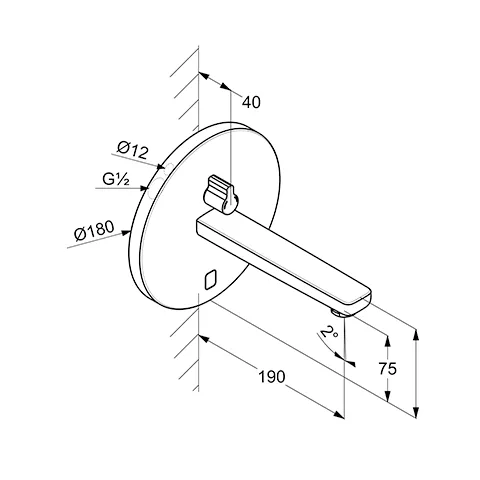 Kludi ZENTA SL E UP-Wandarmatur, Elektronische Waschtischarmatur DN 15, runde Rosette, chrom Kludi ZENTA SL E UP-Wandarmatur, Elektronische Waschtischarmatur DN 15, runde Rosette, chrom