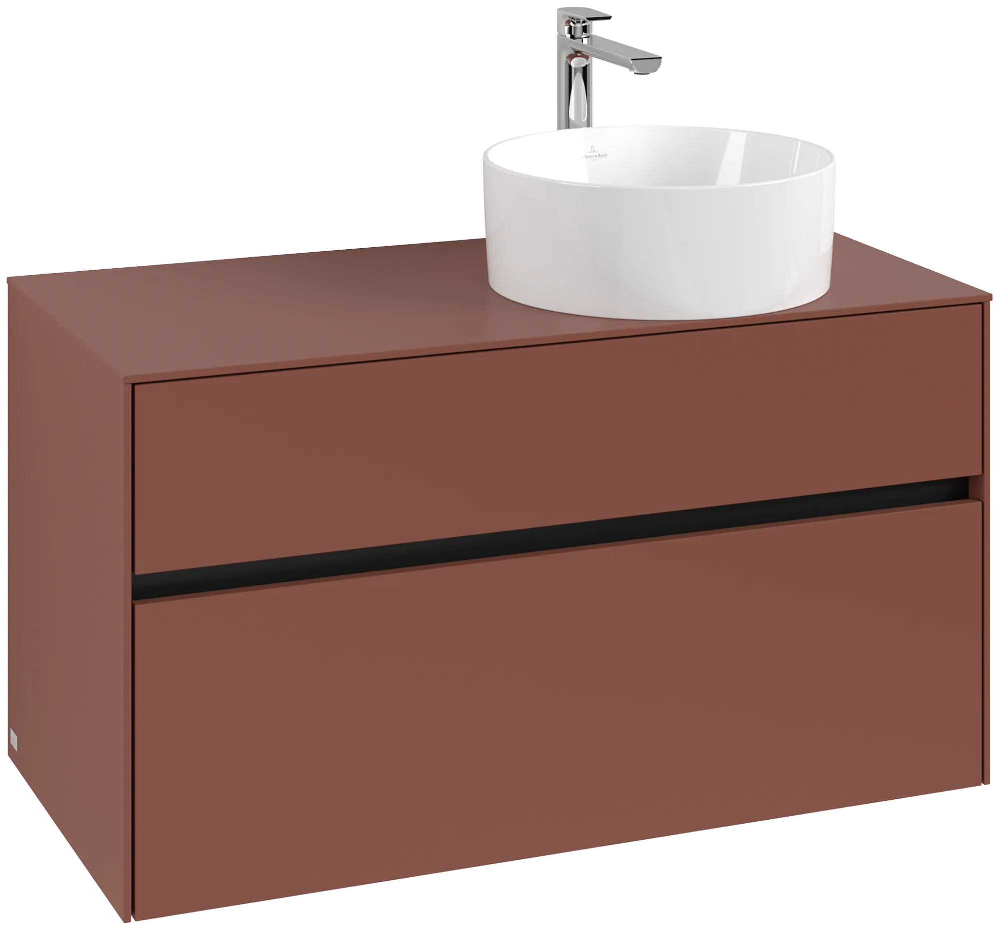 Villeroy & Boch Waschbeckenunterschrank Collaro C040B0, Eckig Wine Red, 1000x548x500mm, mit Beleuchtung und SoftClosing, Smarthome-fähig