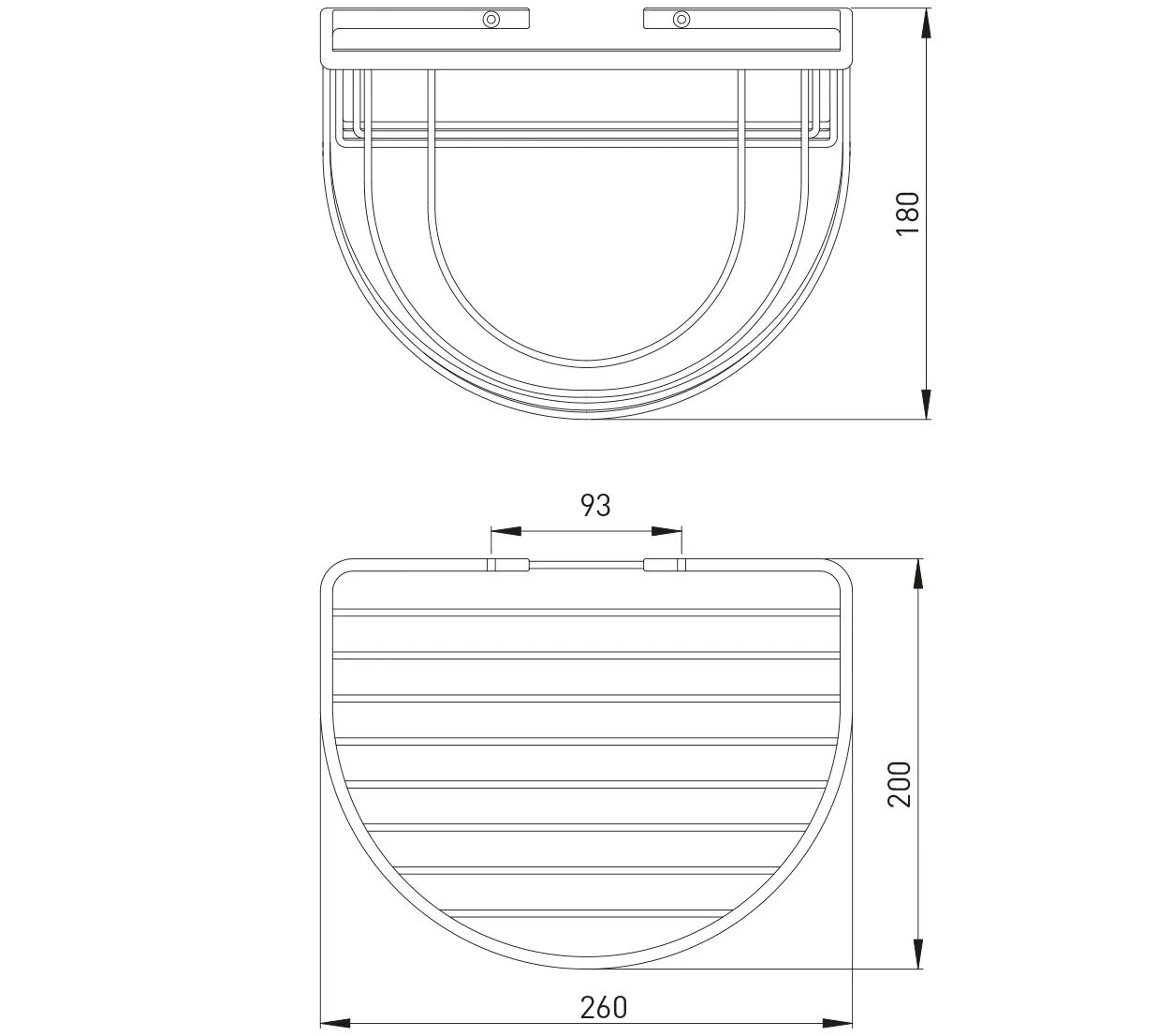 ASW Gästehandtuchkorb halbrund chrom