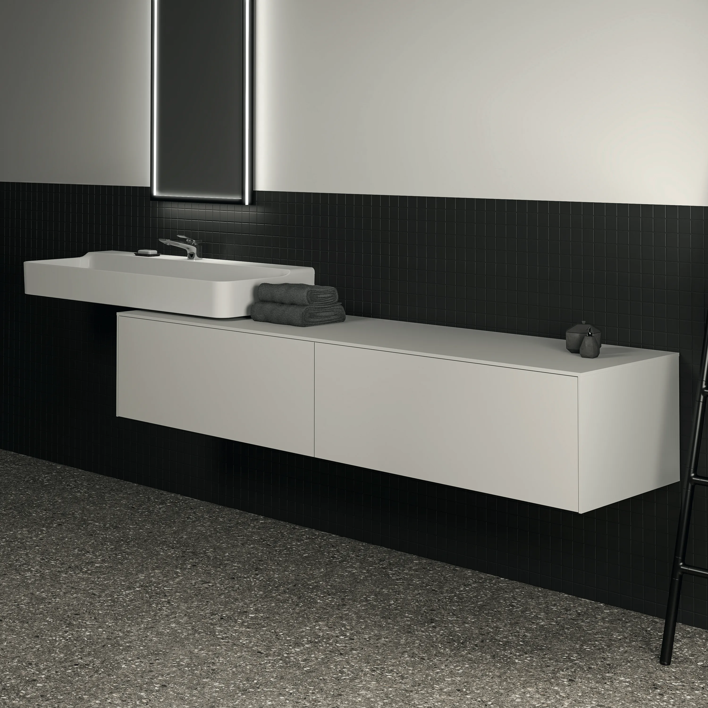 Waschbecken „Conca“ 120 × 45 × 14,5 cm, Hahnlochposition mittig in Weiß Waschbecken „Conca“ 120 × 45 × 14,5 cm, Hahnlochposition mittig in Weiß