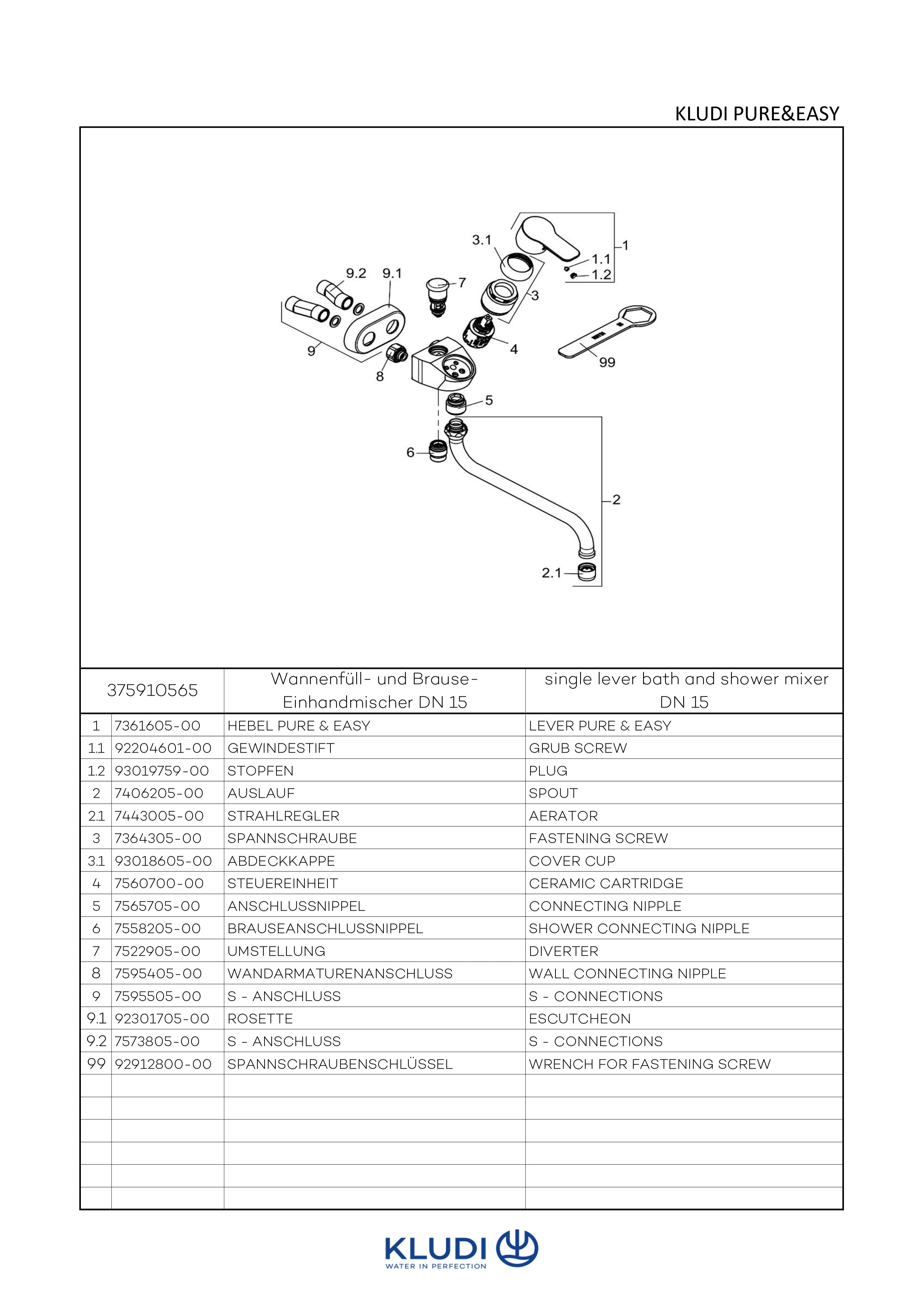 EinhandWannenarmatur „Pure & Easy“ Ausladung 335 mm in chrom EinhandWannenarmatur „Pure & Easy“ Ausladung 335 mm in chrom