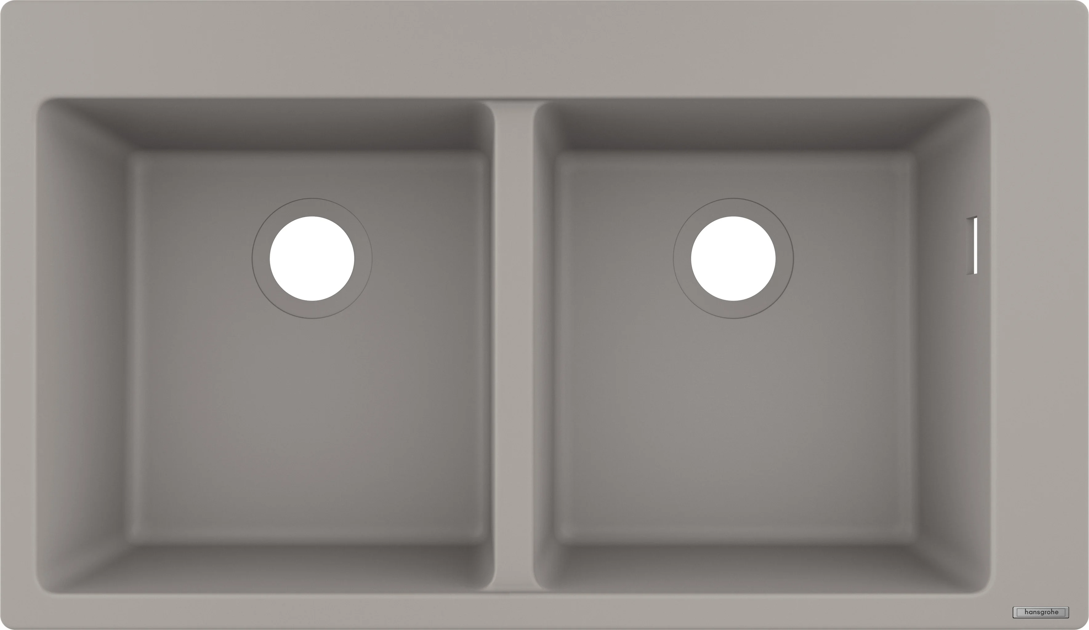Hansgrohe Einbauspüle S51 Serie, Betongrau, 860 x 490 mm Ausschnitt, 2 Hauptbecken, Aufbau, 190 mm Tiefe