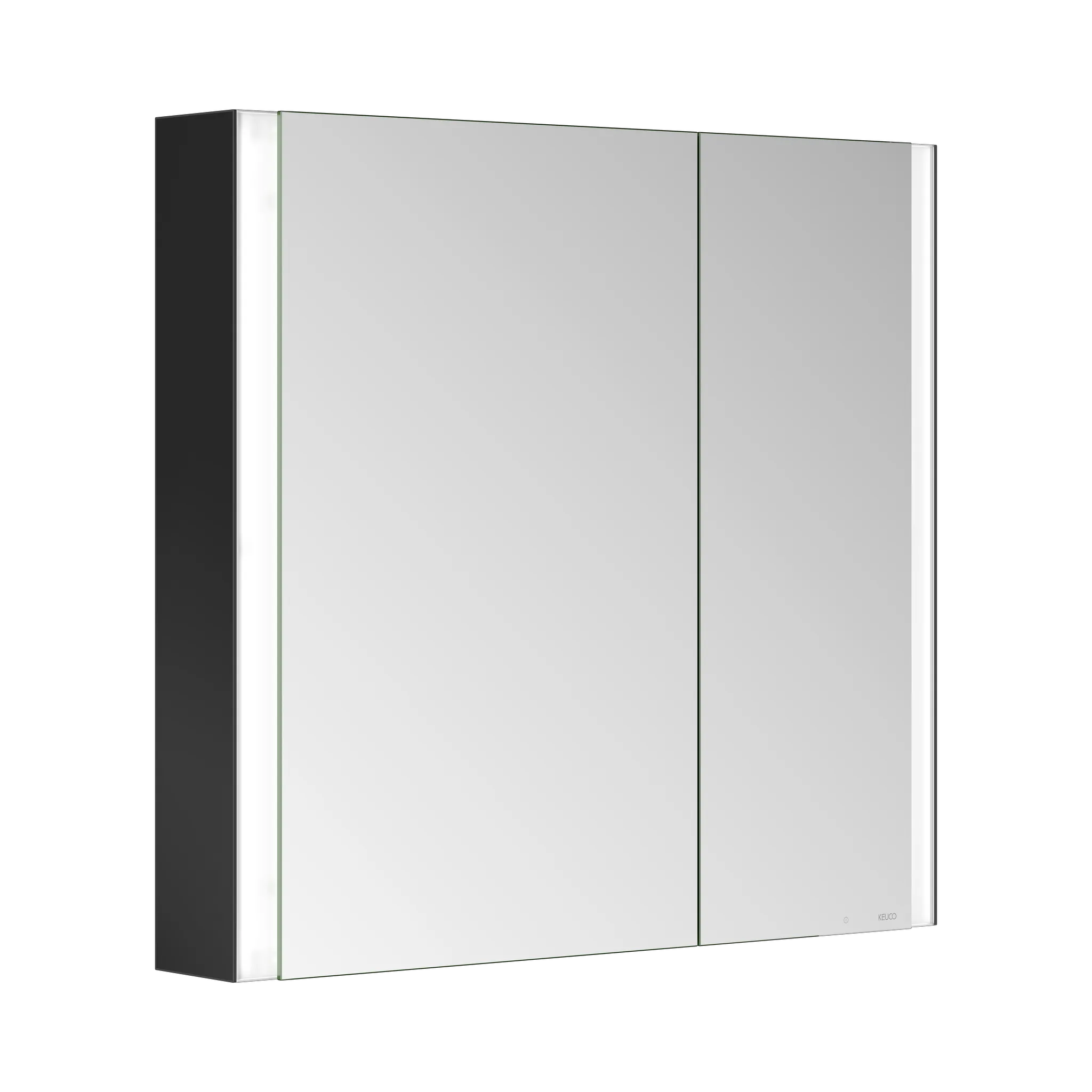 KEUCO Wandvorbau Spiegelschrank „Somaris“ Schwarz (matt), Aufputz, ohne Spiegelheizung 800 × 710 × 127 mm